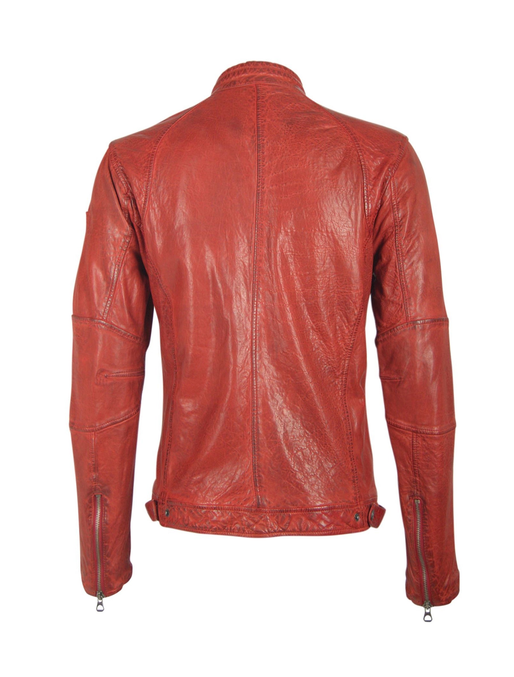 Gipsy Herren Biker Lederjacke  aus Lammleder - Beat in deep red