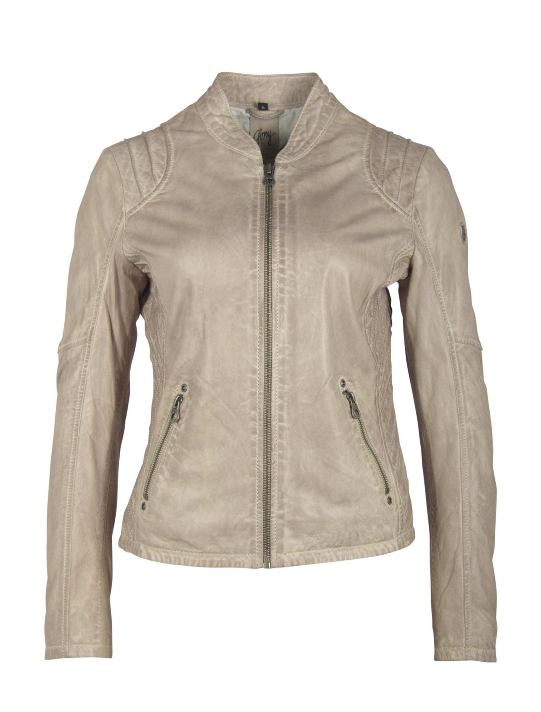 Kurze Damen Biker Jacke mit Stehkragen von Gipsy - Sashi in silver grey