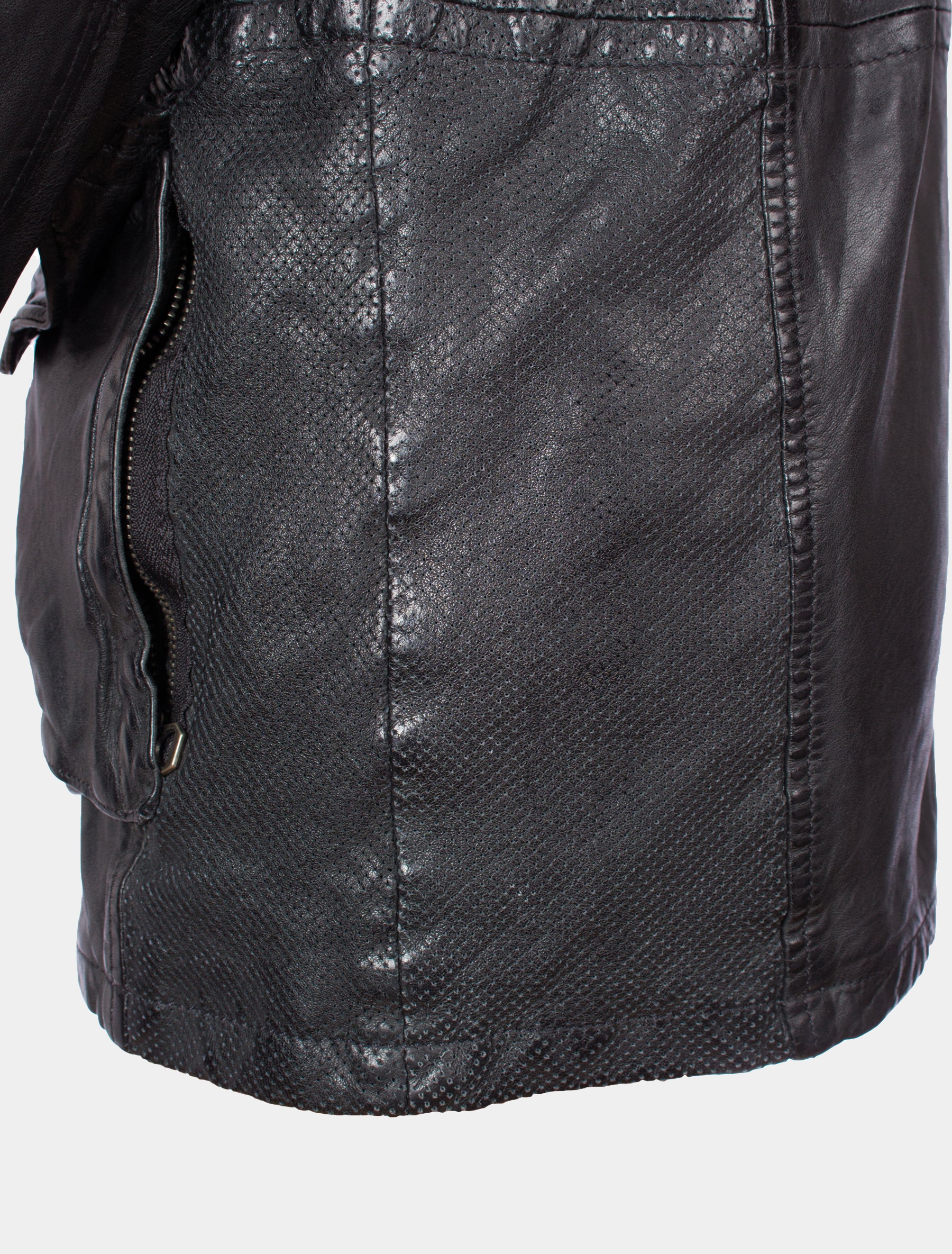 Herren Langjacke Lederjacke mit Fronttaschen Brusttaschen - GBMelbourne LVTW in schwarz