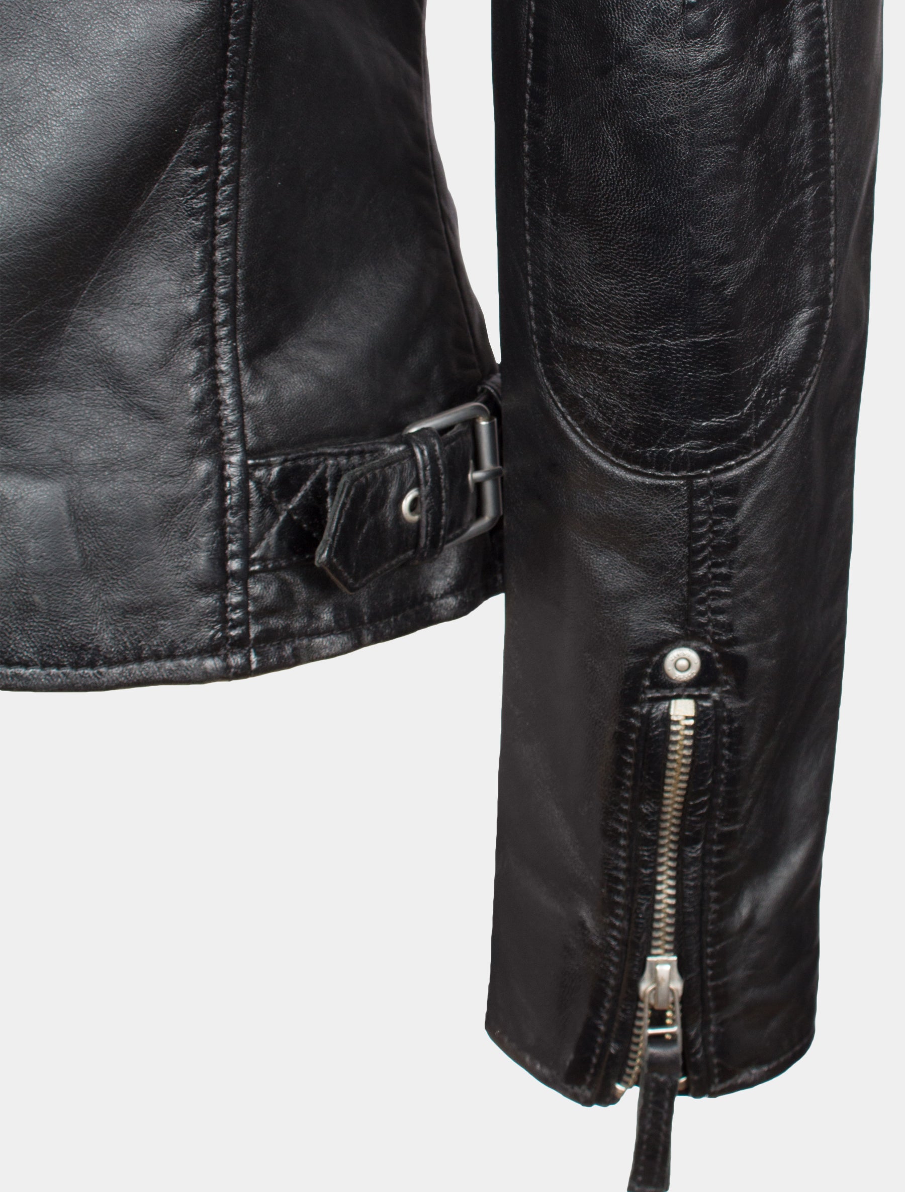 Kurze Damen Bikerjacke Lederjacke mit liegendem Kragen - PGG W14 LEGV in schwarz