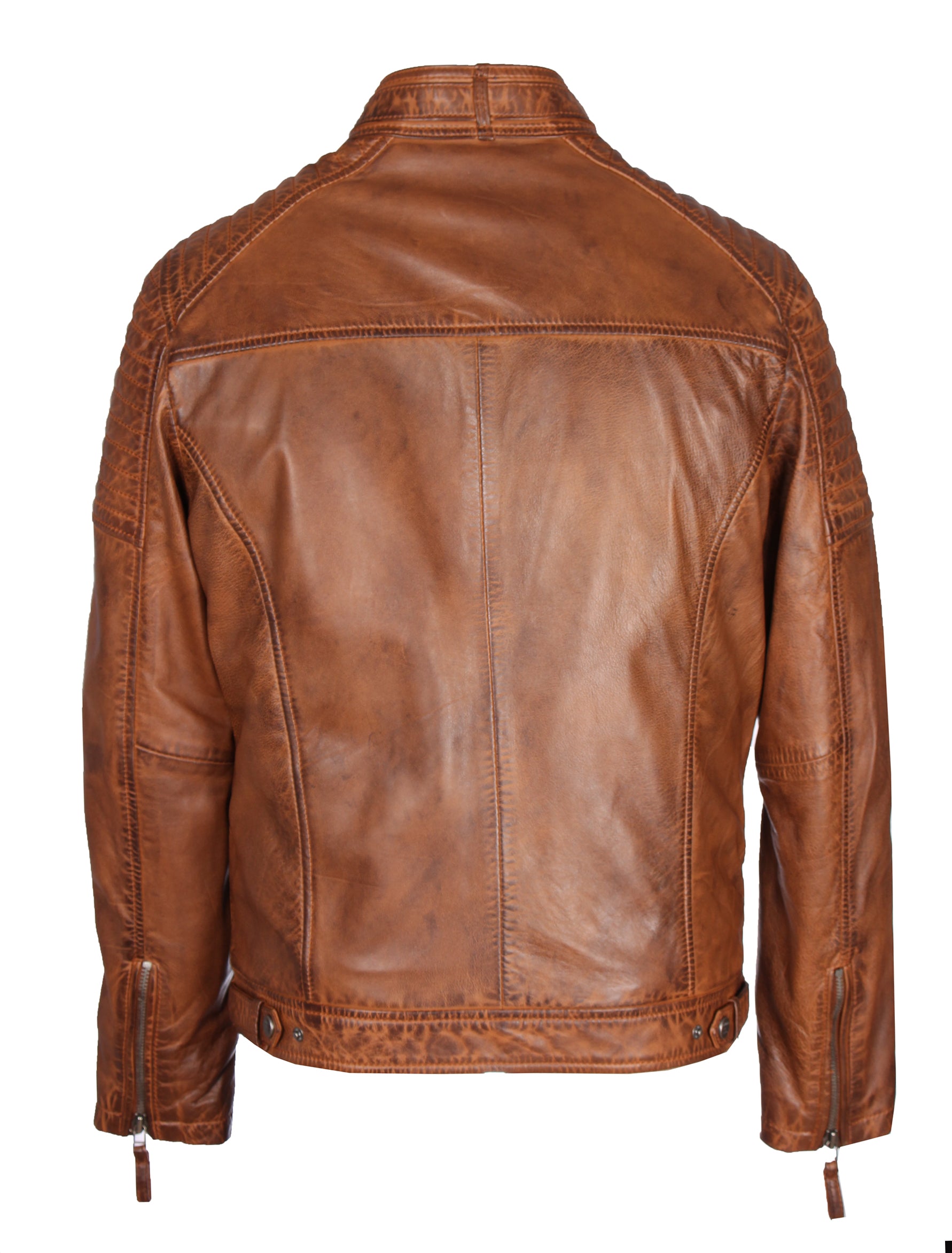 Herren Biker Lederjacke aus Sheep Nappa von Punchball - Jason in black camel