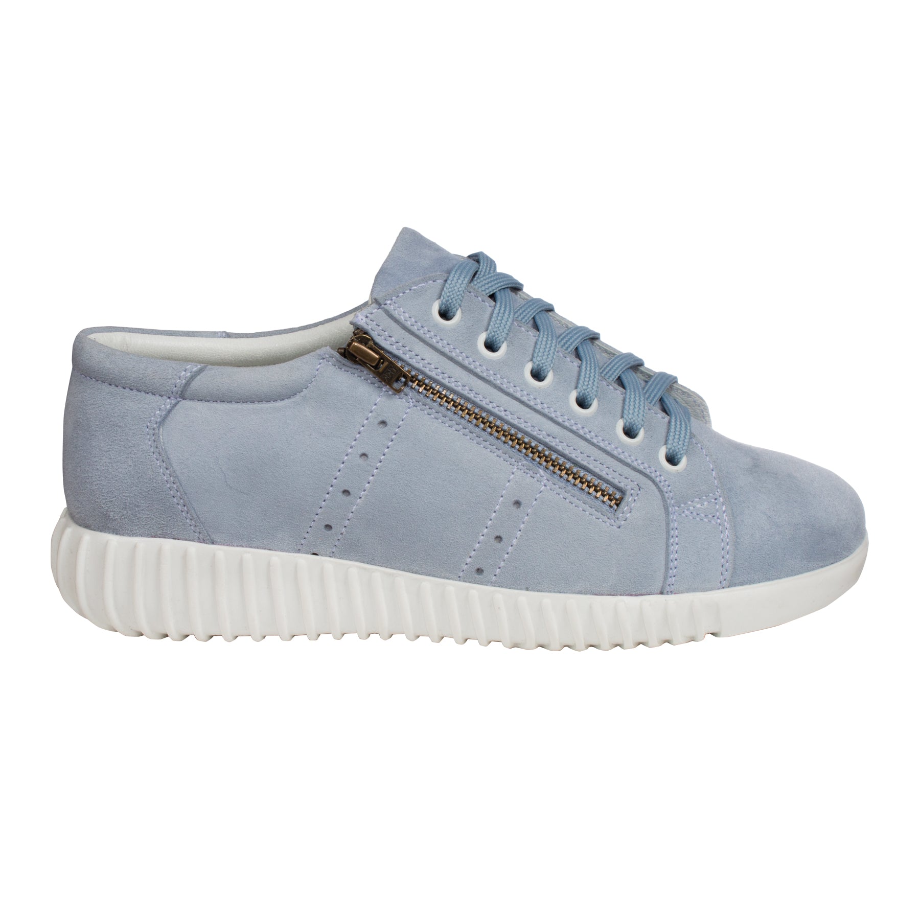Damen Leder Sneaker Schuh Lederschuh (Nubuk) im sportlichen Stil - Presley Con in Halogen Blue