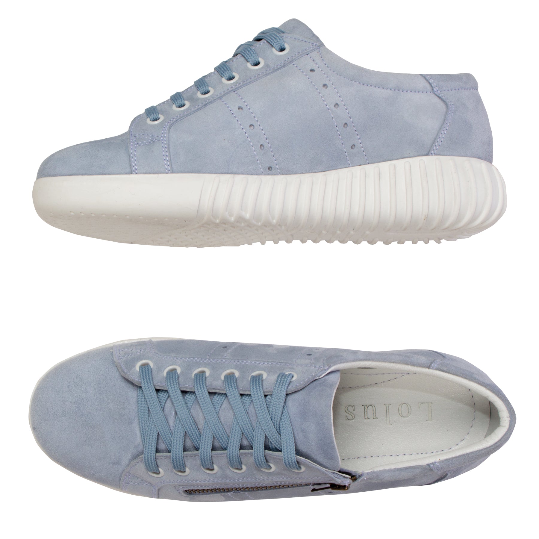 Damen Leder Sneaker Schuh Lederschuh (Nubuk) im sportlichen Stil - Presley Con in Halogen Blue