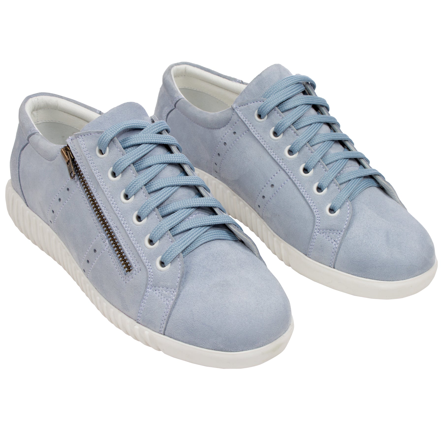Damen Leder Sneaker Schuh Lederschuh (Nubuk) im sportlichen Stil - Presley Con in Halogen Blue