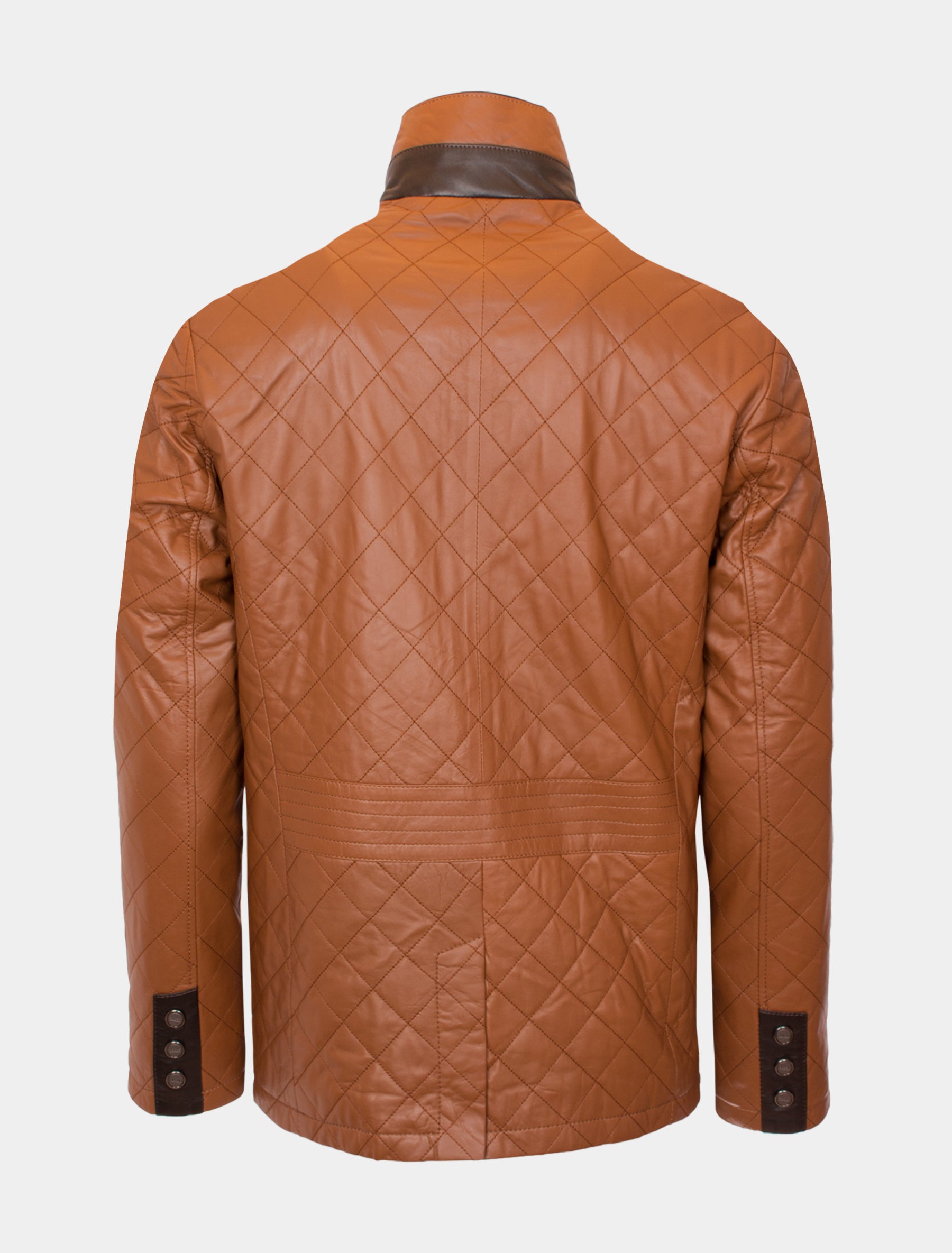 Gesteppte Herren Lederjacke Steppjacke aus Lamm Leder - Leno in cognac dunkelbraun