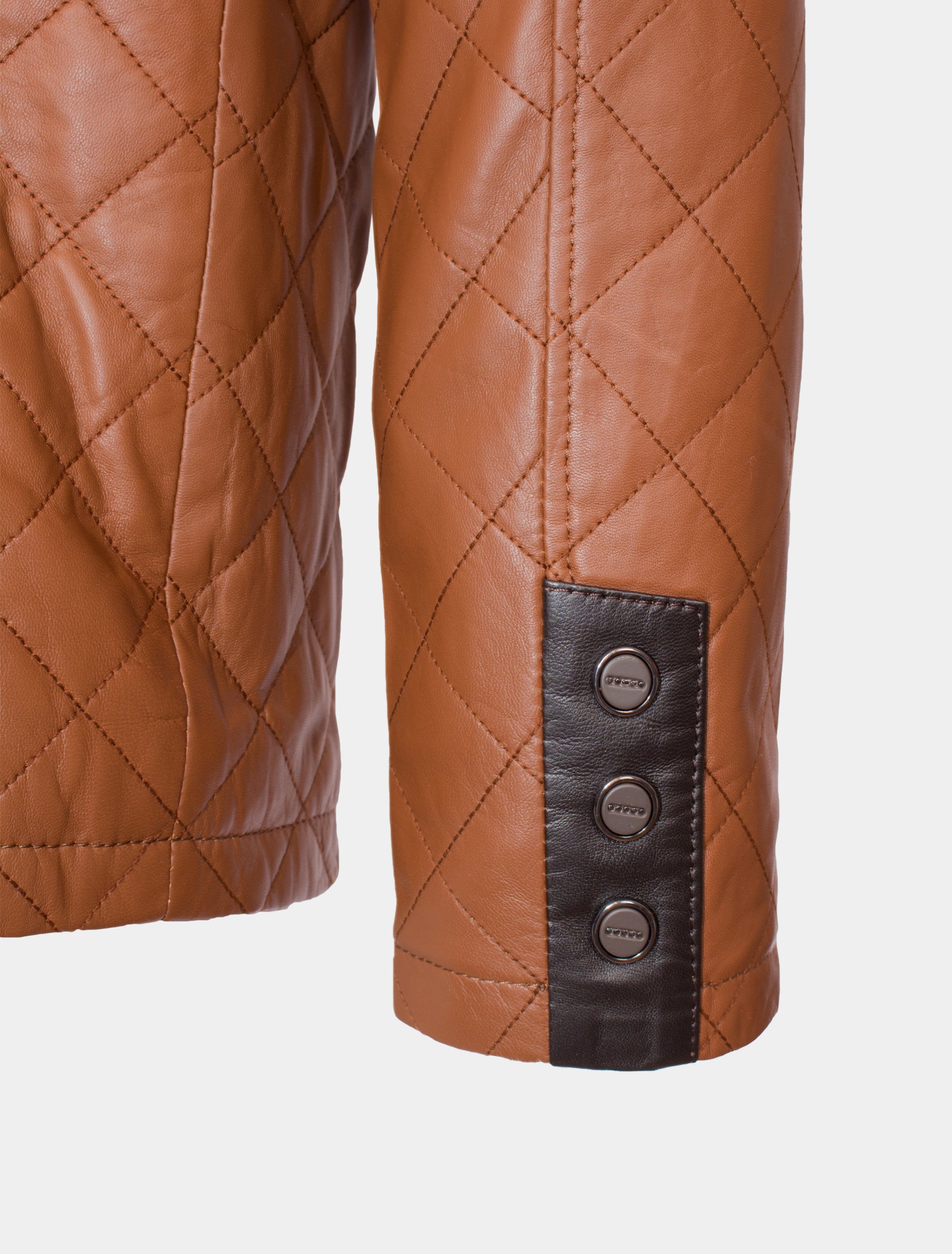 Gesteppte Herren Lederjacke Steppjacke aus Lamm Leder - Leno in cognac dunkelbraun