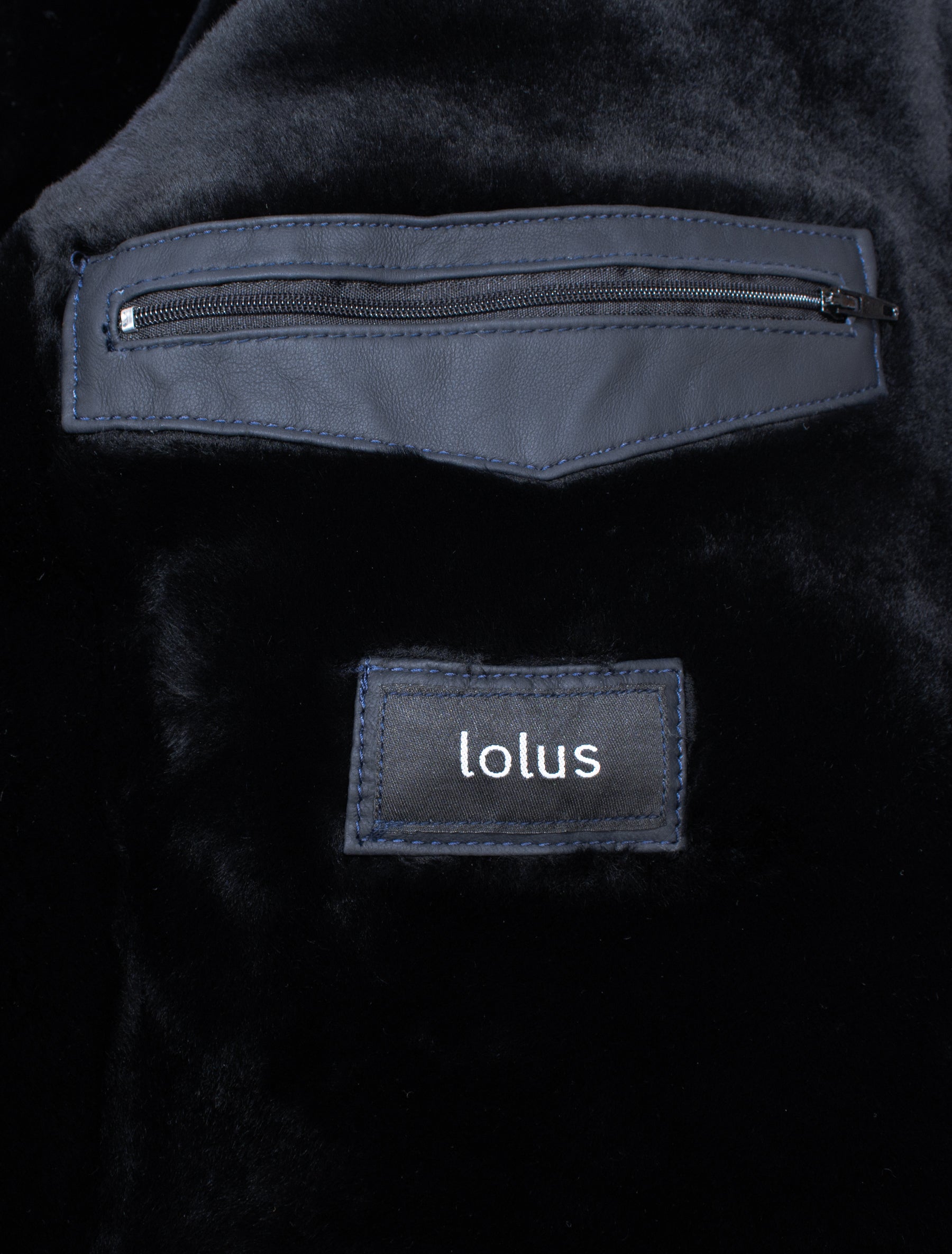 Gesteppte Winter Herren Lederjacke Steppjacke mit Lammfell gefüttert - Leno Lammfell in dunkelblau braun