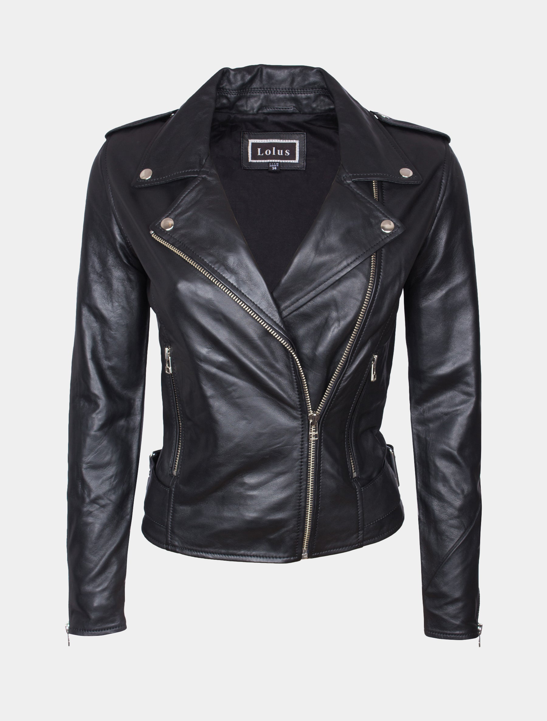 Damen Bikerjacke mit Riegel, Reißverschluss und Reverskragen - Alea in schwarz