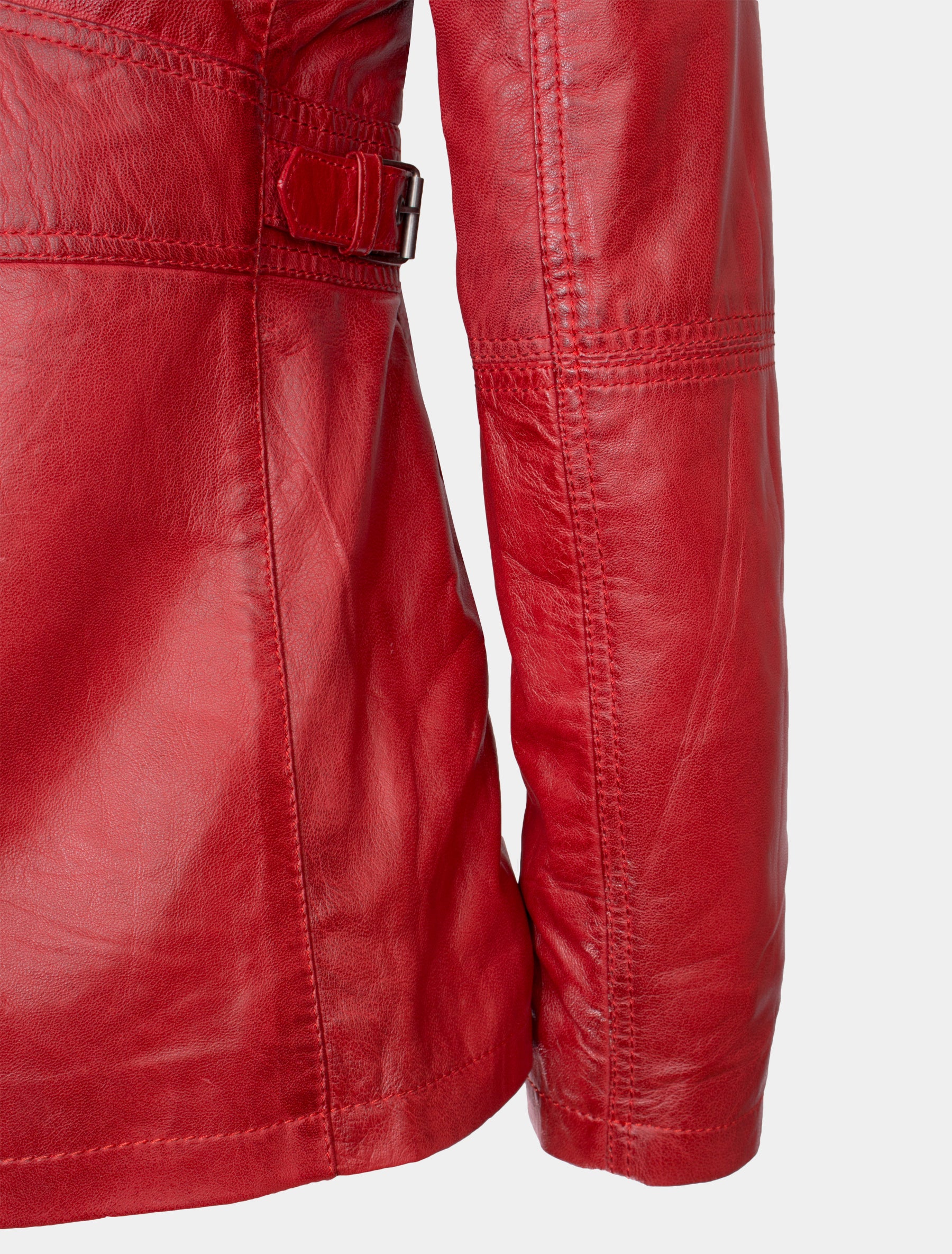 Lange Damen Lederjacke aus weichem Sheep Nappa - Angel in rot