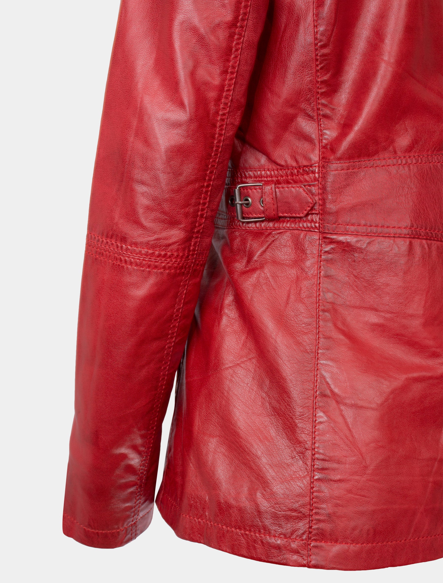 Lange Damen Lederjacke aus weichem Sheep Nappa - Angel in rot