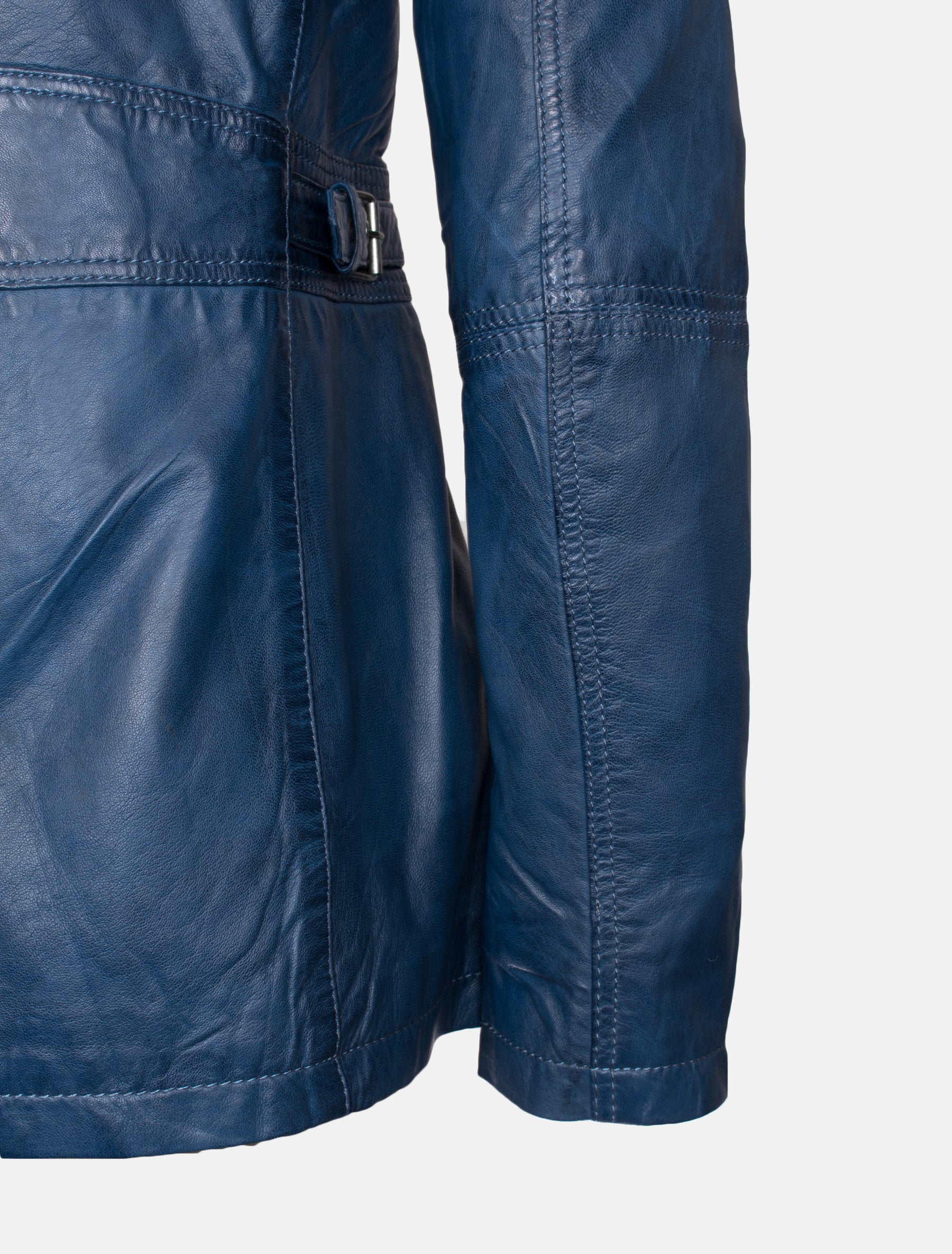 Lange Damen Lederjacke aus weichem Sheep Nappa - Angel in royalblau