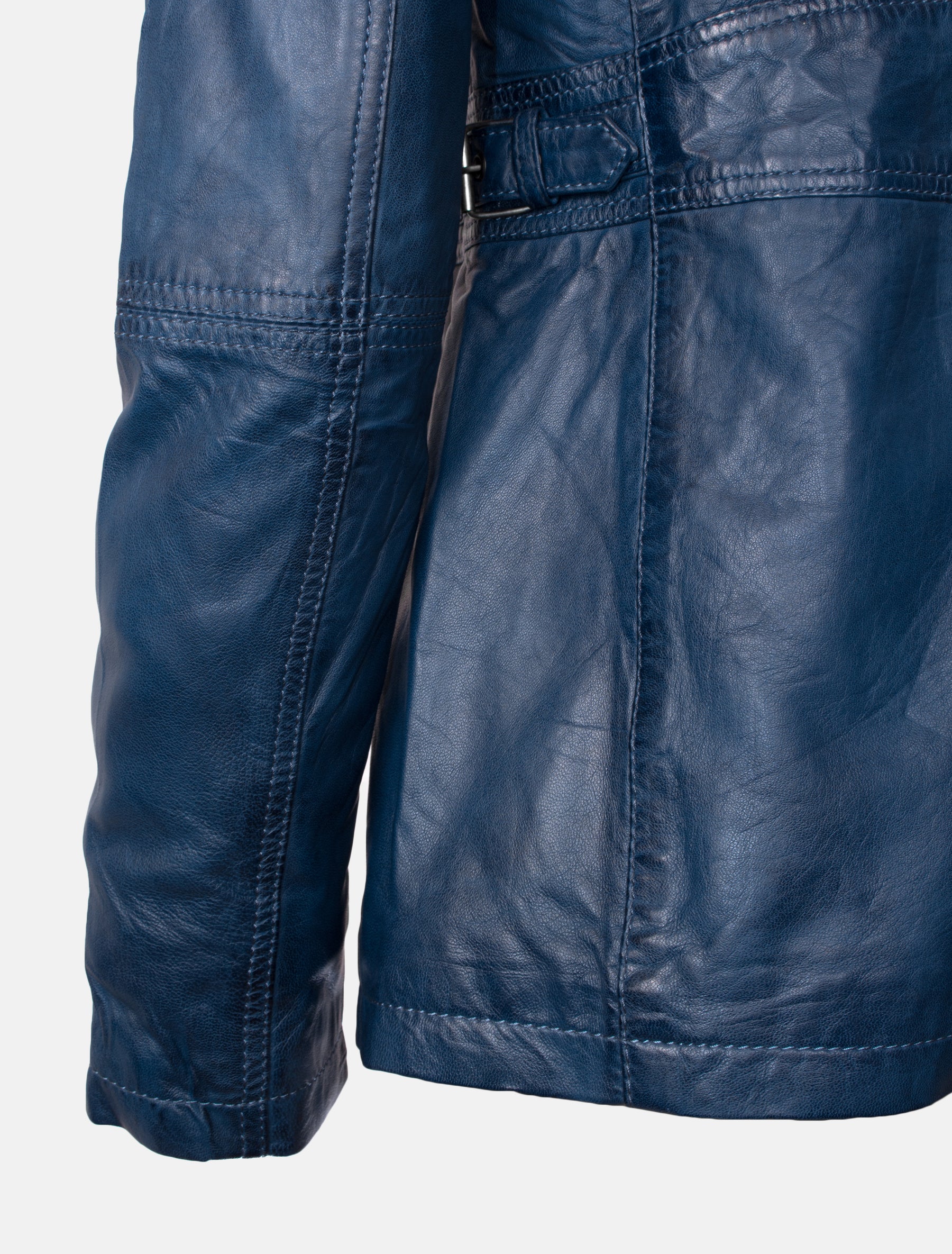 Lange Damen Lederjacke aus weichem Sheep Nappa - Angel in royalblau