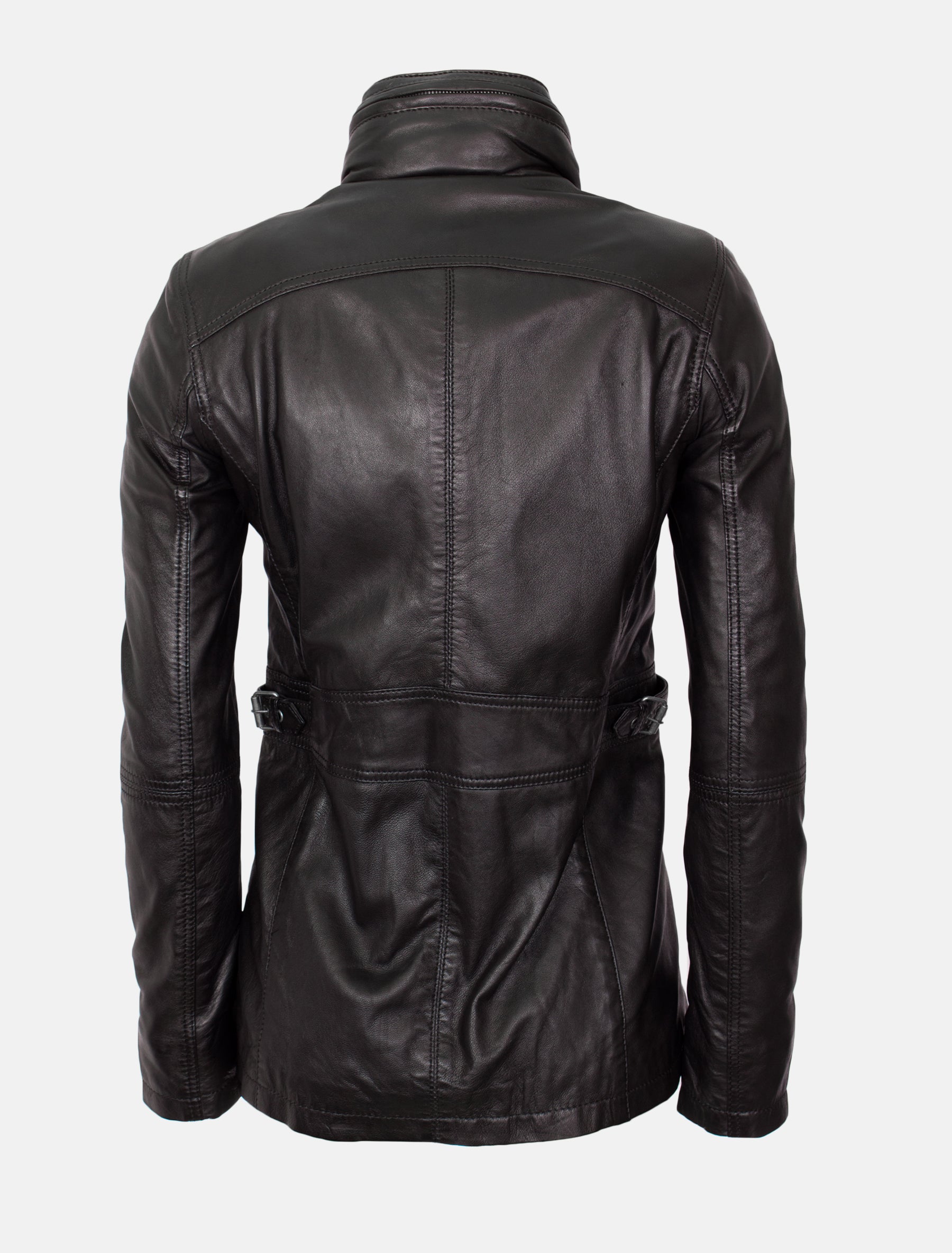 Lange Damen Lederjacke aus weichem Sheep Nappa - Angel in schwarz
