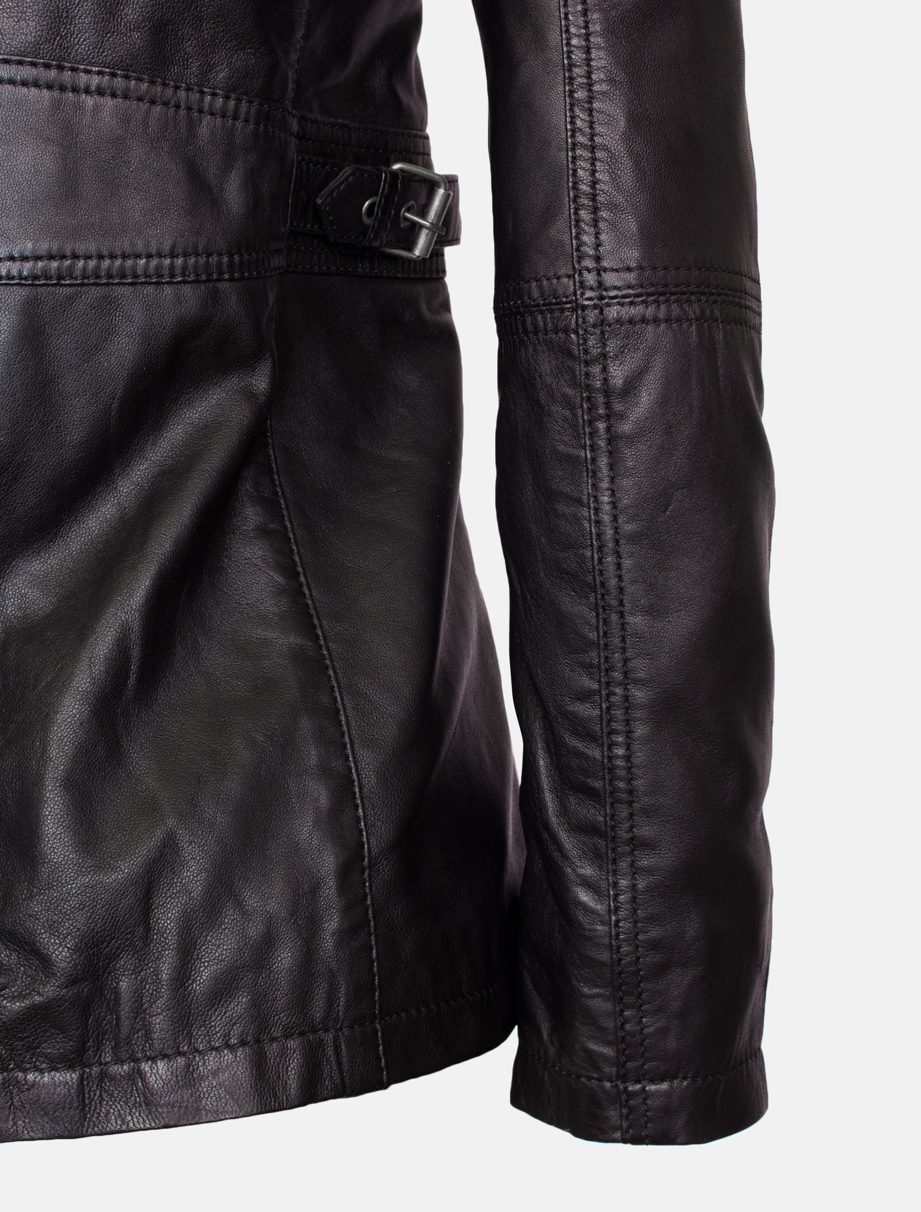 Lange Damen Lederjacke aus weichem Sheep Nappa - Angel in schwarz