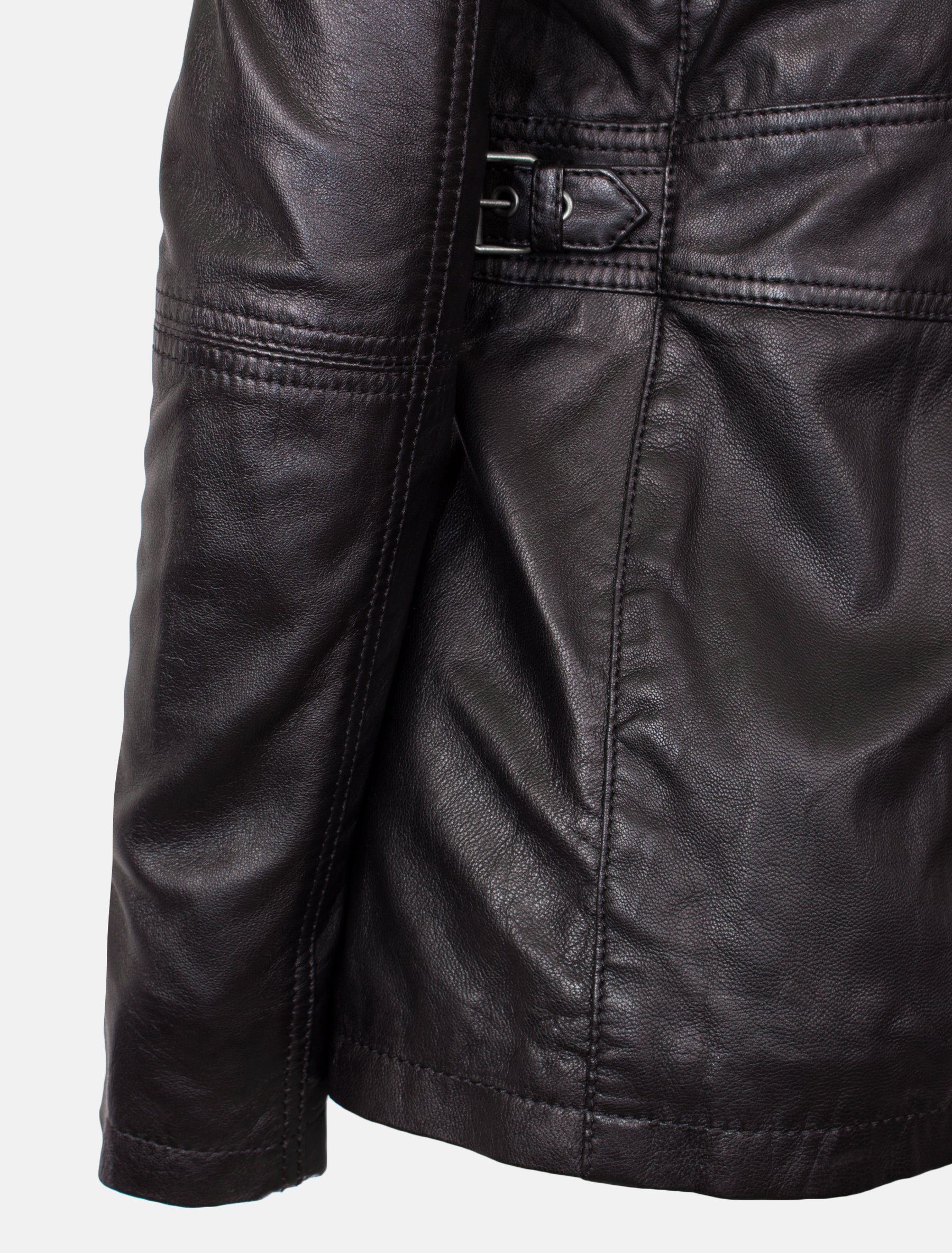 Lange Damen Lederjacke aus weichem Sheep Nappa - Angel in schwarz