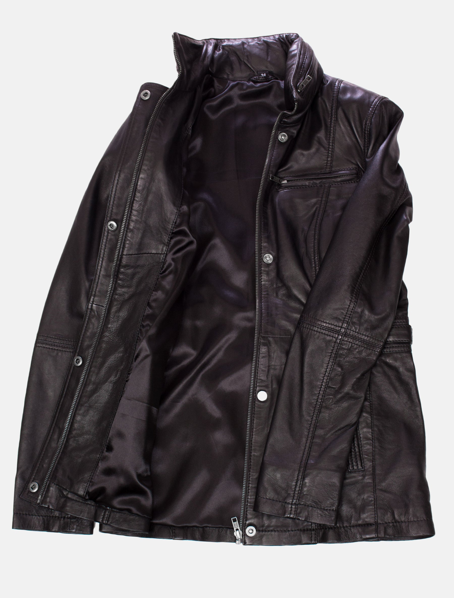 Lange Damen Lederjacke aus weichem Sheep Nappa - Angel in schwarz