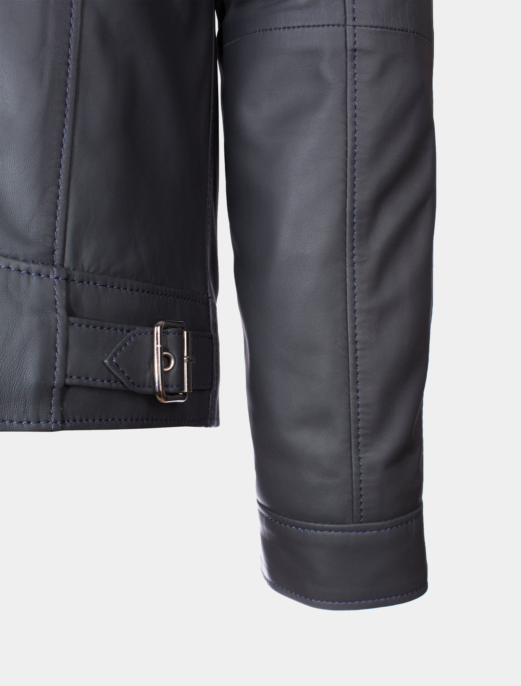 Feine Herren Lederjacke aus weichem Lammleder mit Stehkragen - Carter in dunkelblau