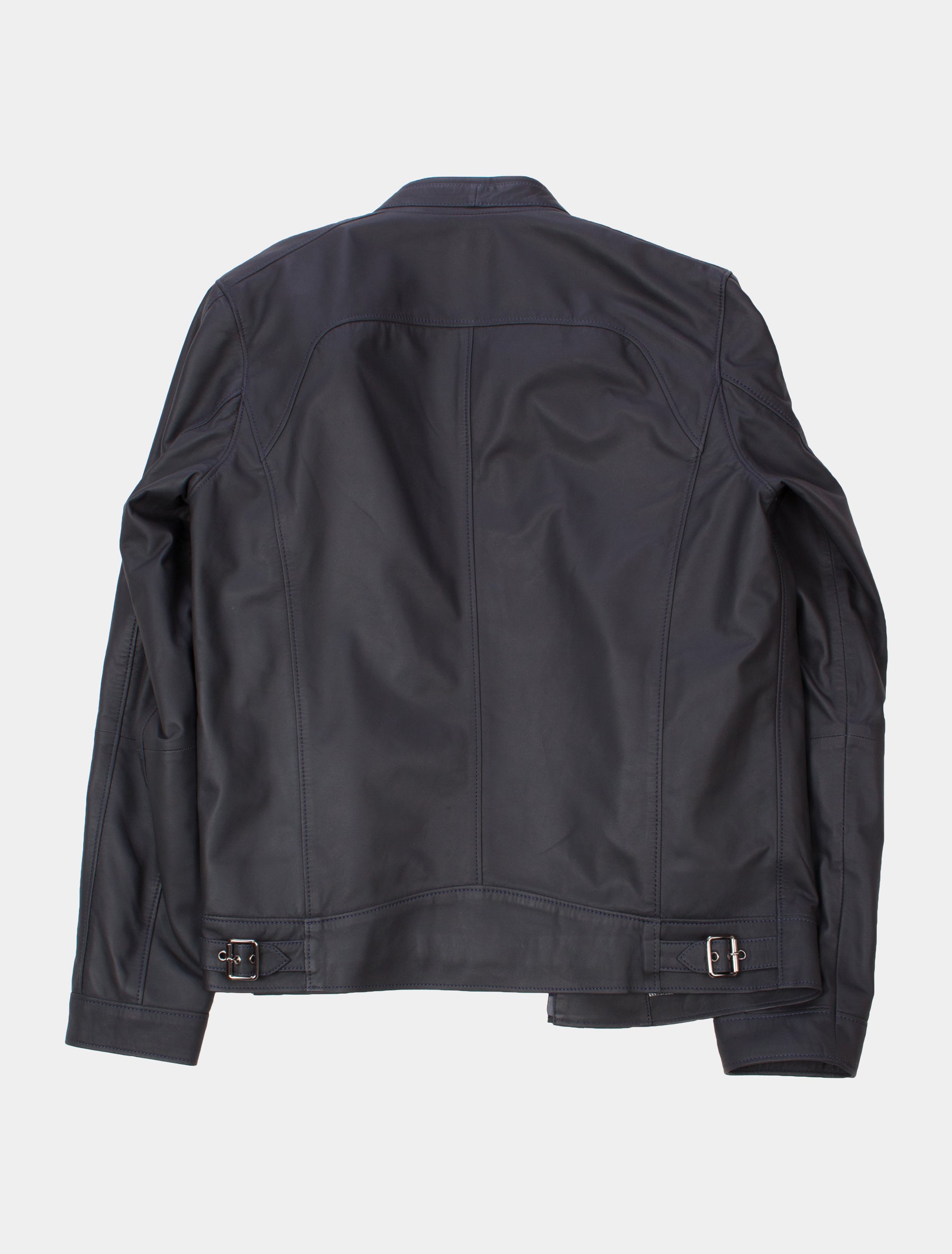 Feine Herren Lederjacke aus weichem Lammleder mit Stehkragen - Carter in dunkelblau