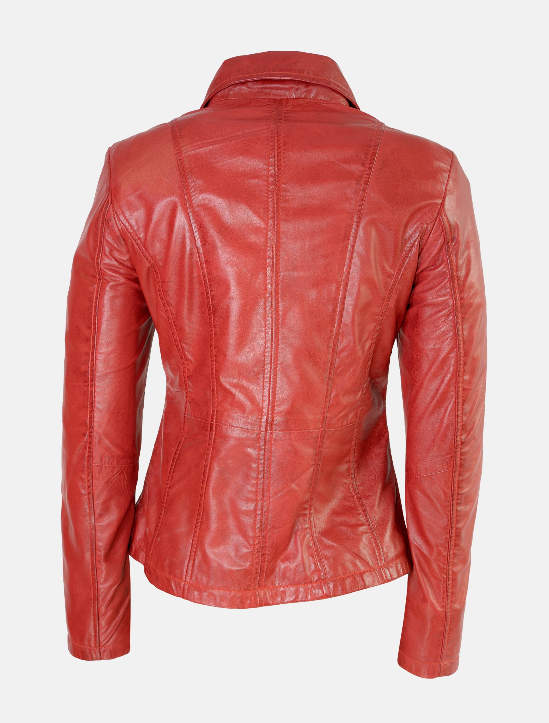 Sportlich klassische Damen Lederjacke - Clara in rot