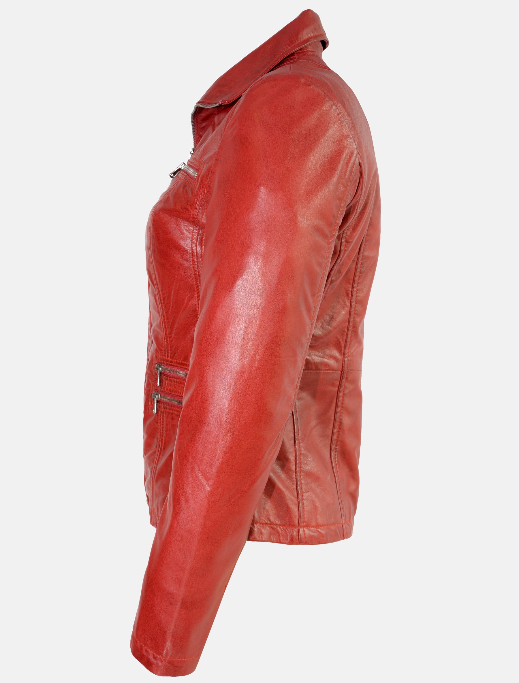 Sportlich klassische Damen Lederjacke - Clara in rot