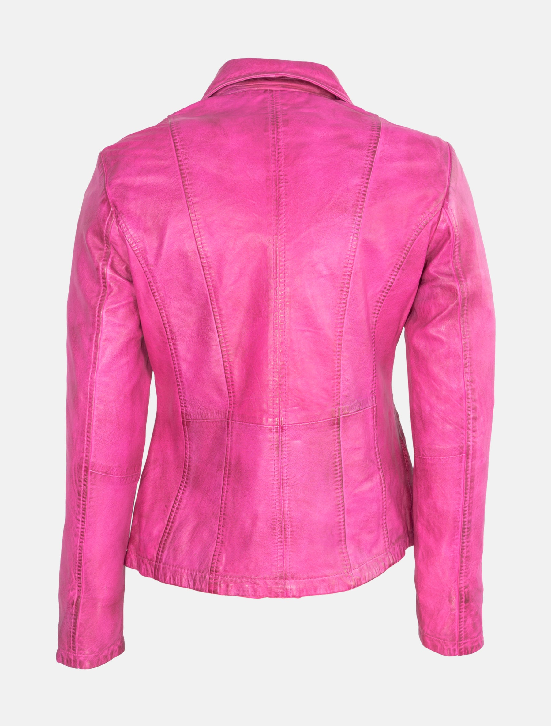 Sportlich klassische Damen Lederjacke - Clara in shocking pink