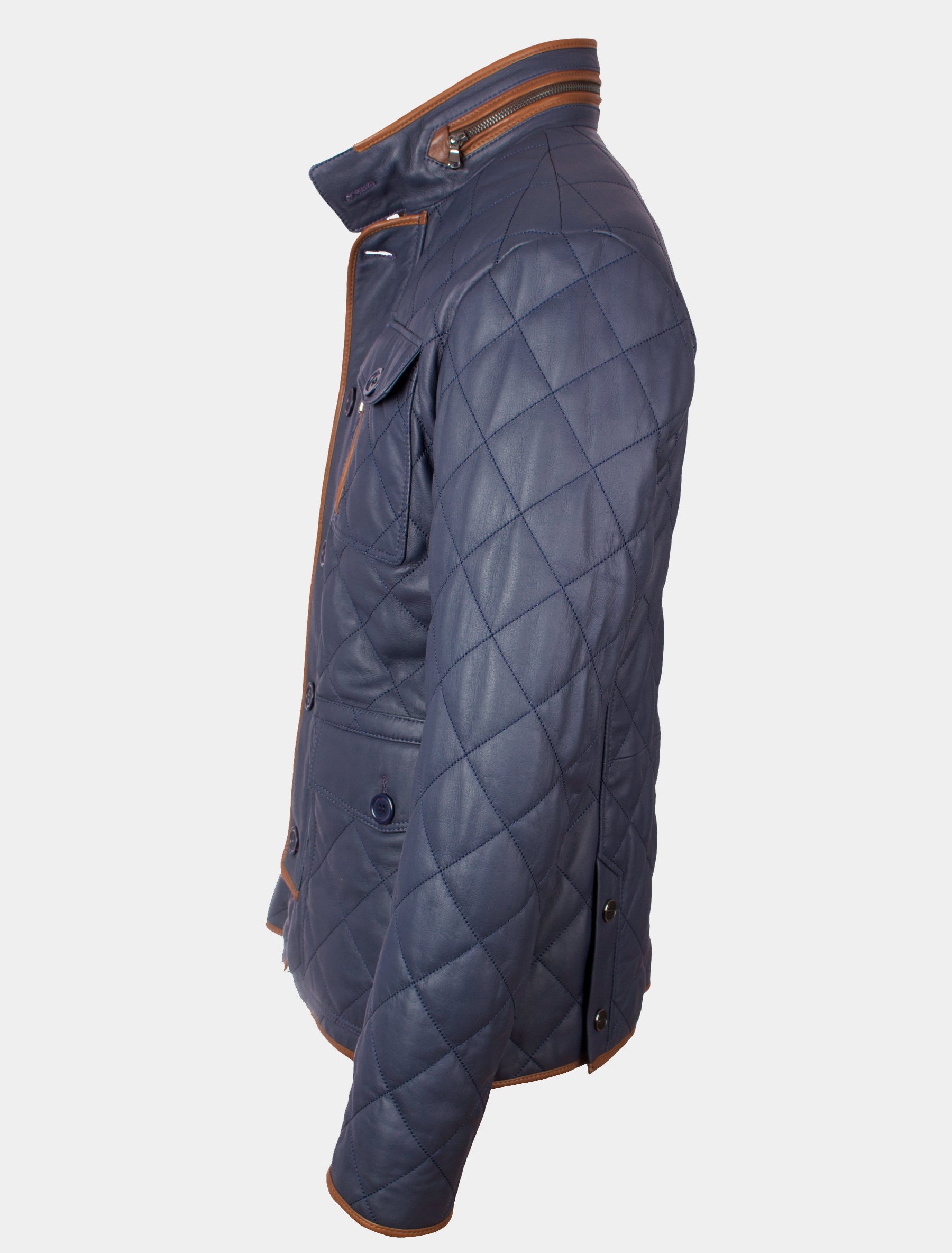 Hochwertige Herren Stepp Lederjacke - Lolus Clay in parliament blau