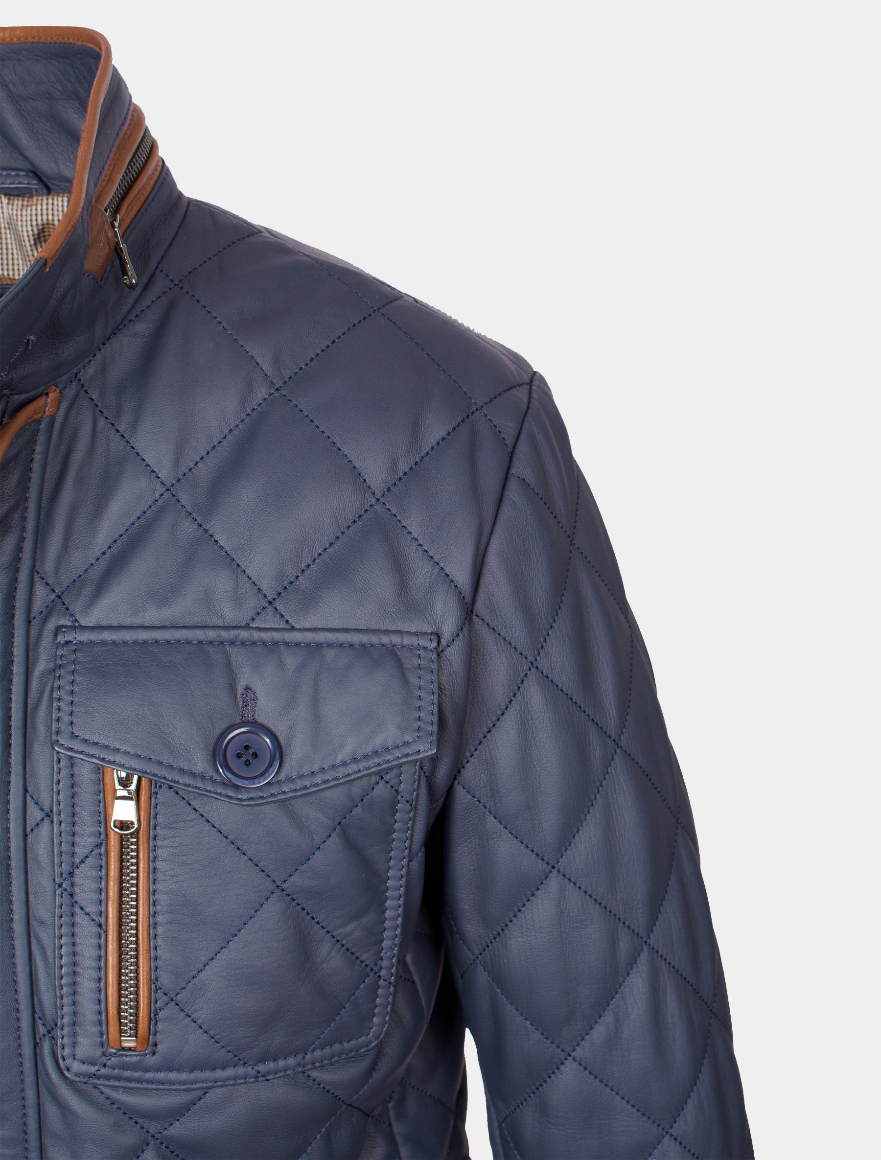 Hochwertige Herren Stepp Lederjacke - Lolus Clay in parliament blau