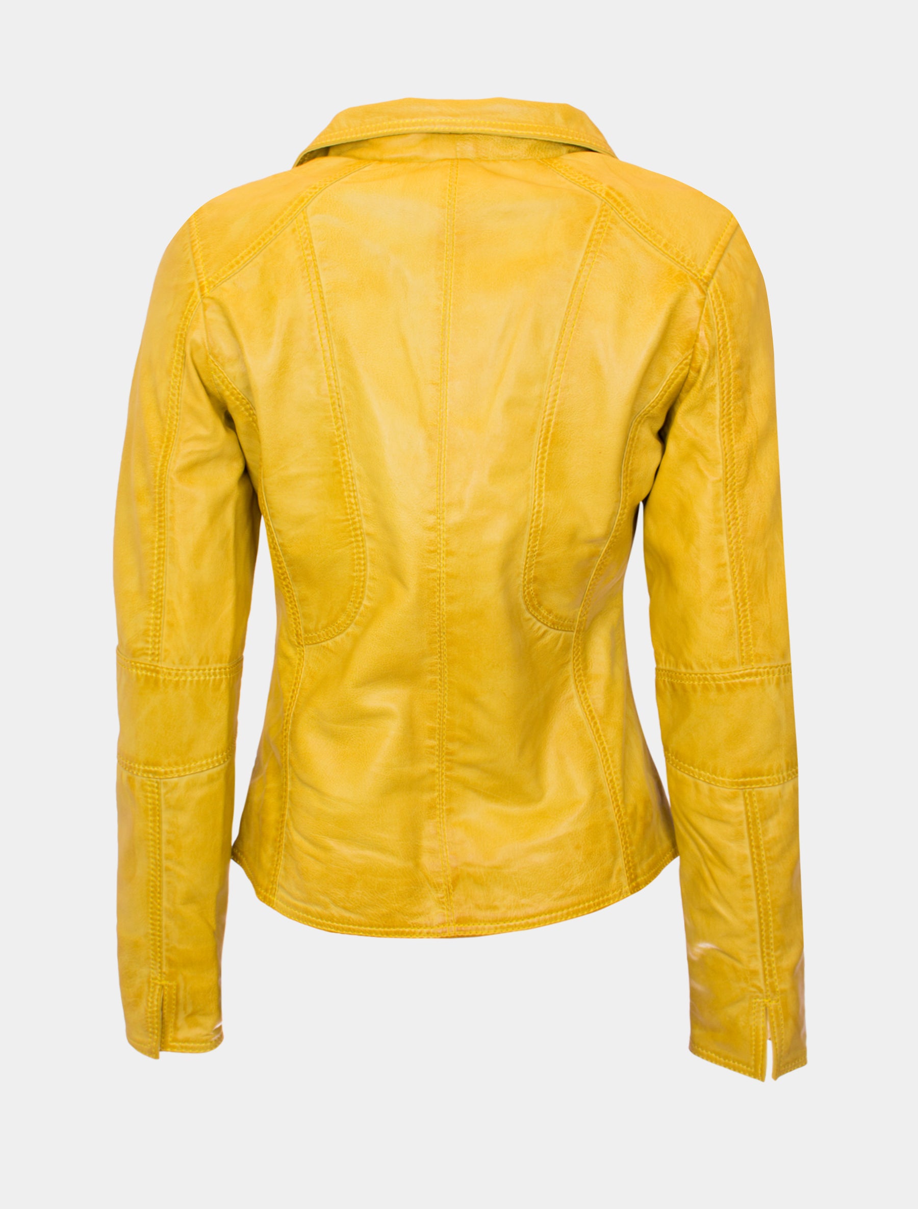 Damen Lederjacke im modischen Biker Stil - Giulia in lemon