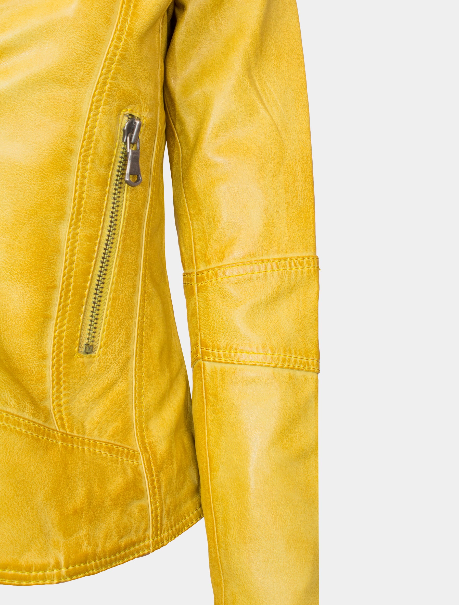 Damen Lederjacke im modischen Biker Stil - Giulia in lemon