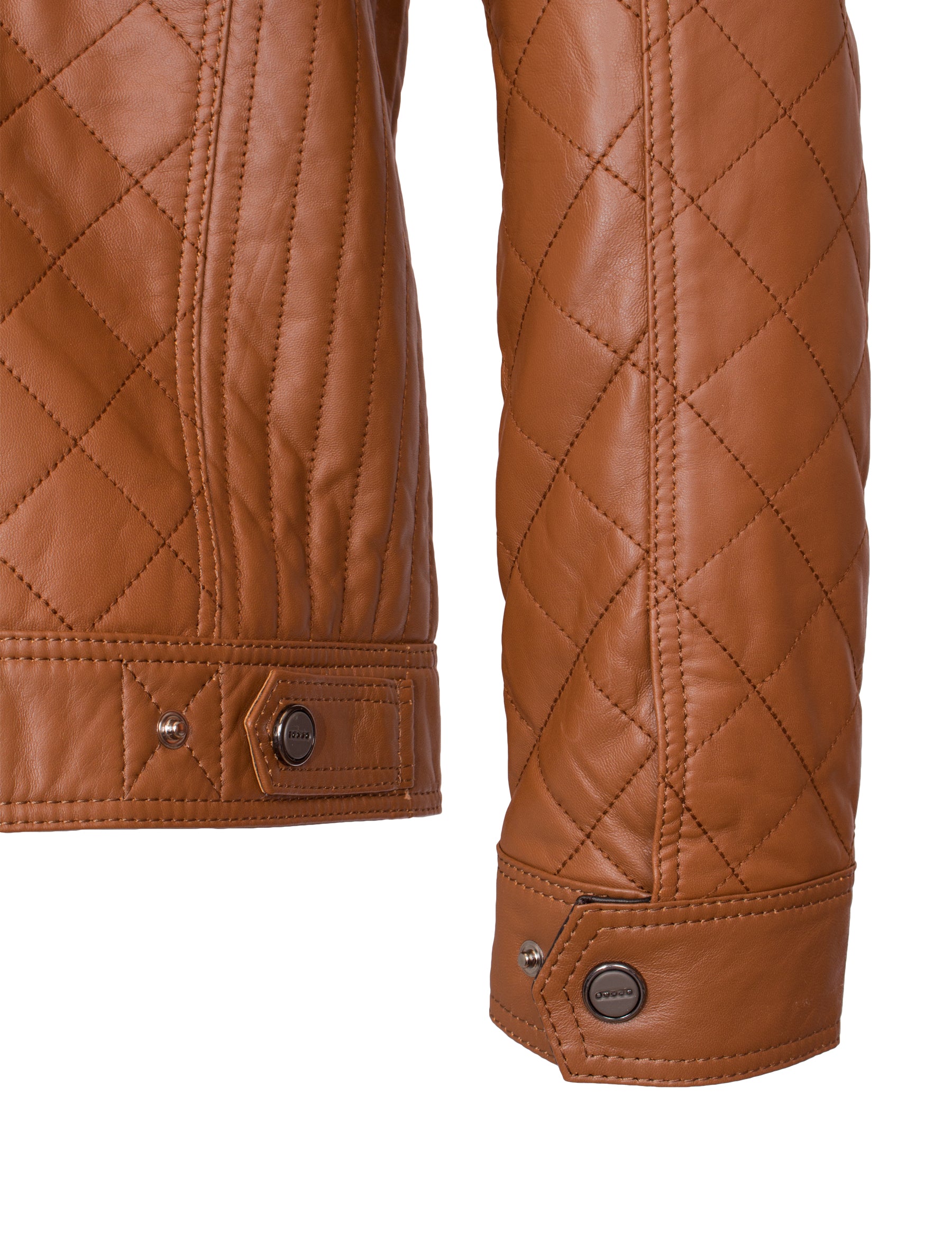 Sportliche und feine Herren Steppjacke aus Lammnappa Leder - Jack in cognac dunkelbraun