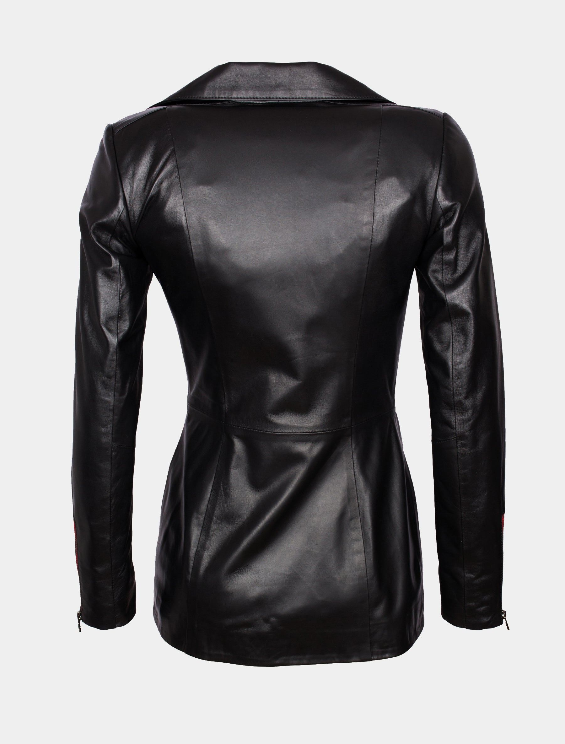 Lange Damen Lederjacke / Kurzmantel - Lolus Jolanda in schwarz