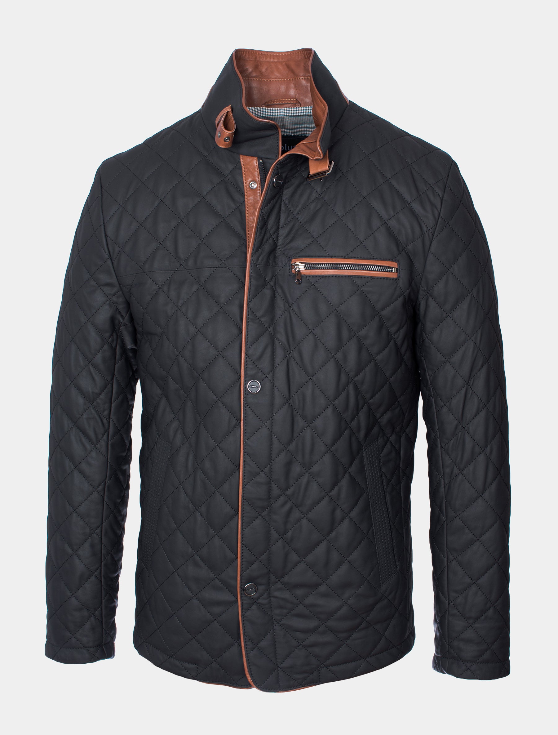 Gesteppte Herren Lederjacke Steppjacke aus Lamm Leder - Leno in schwarz braun