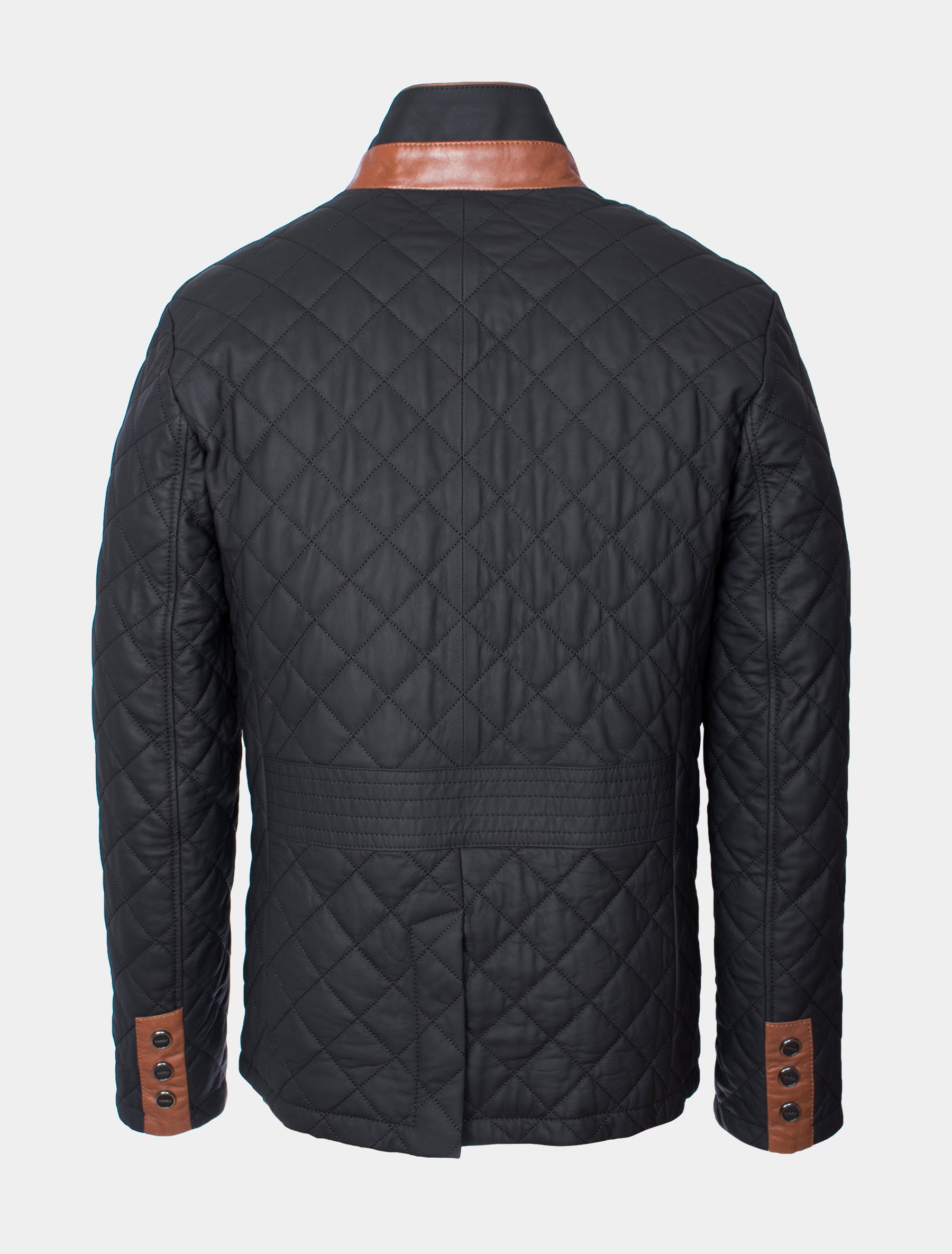 Gesteppte Herren Lederjacke Steppjacke aus Lamm Leder - Leno in schwarz braun