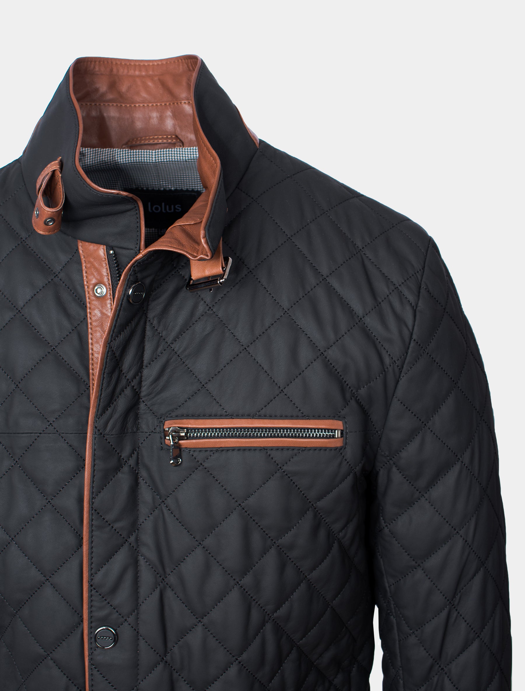 Gesteppte Herren Lederjacke Steppjacke aus Lamm Leder - Leno in schwarz braun