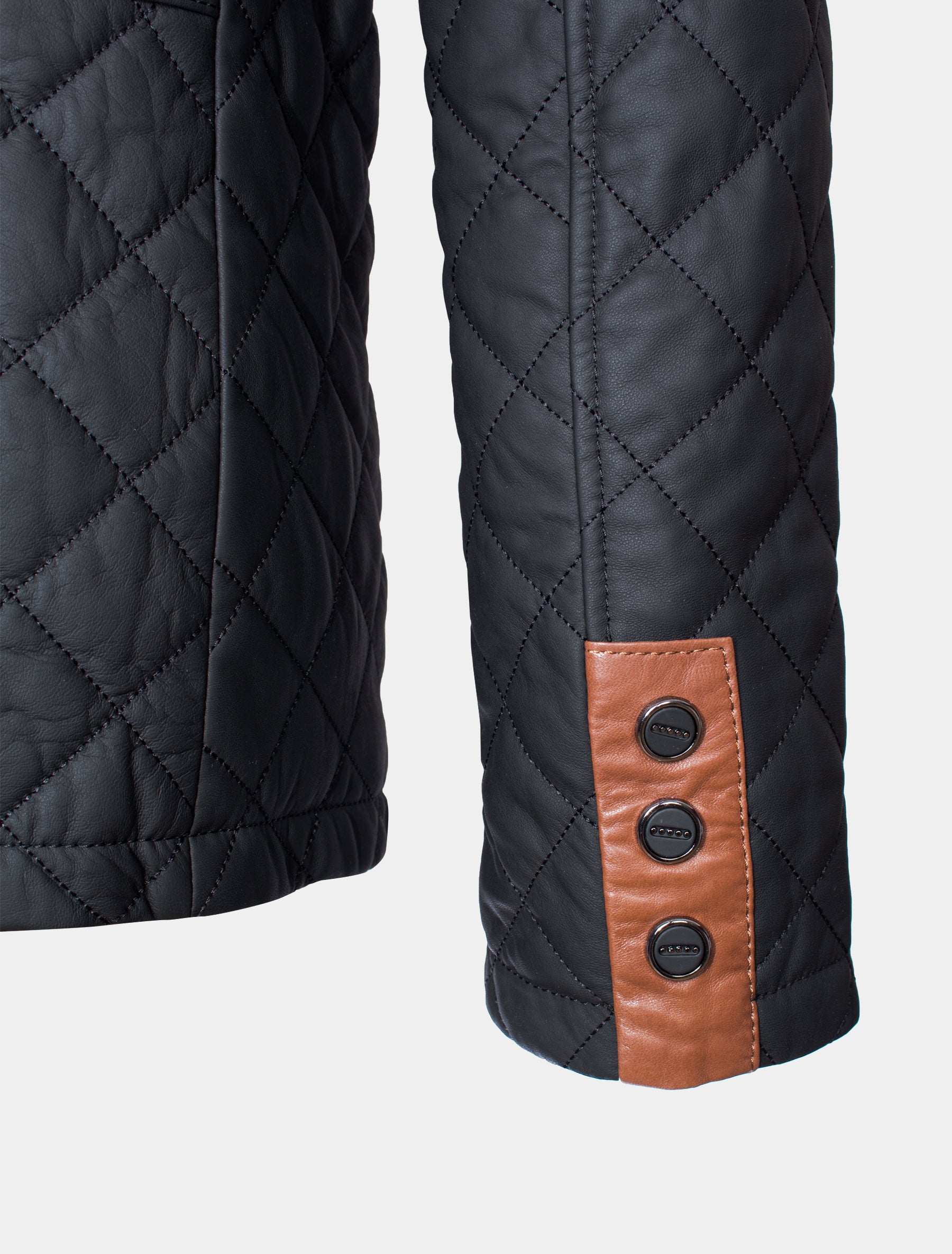 Gesteppte Herren Lederjacke Steppjacke aus Lamm Leder - Leno in schwarz braun