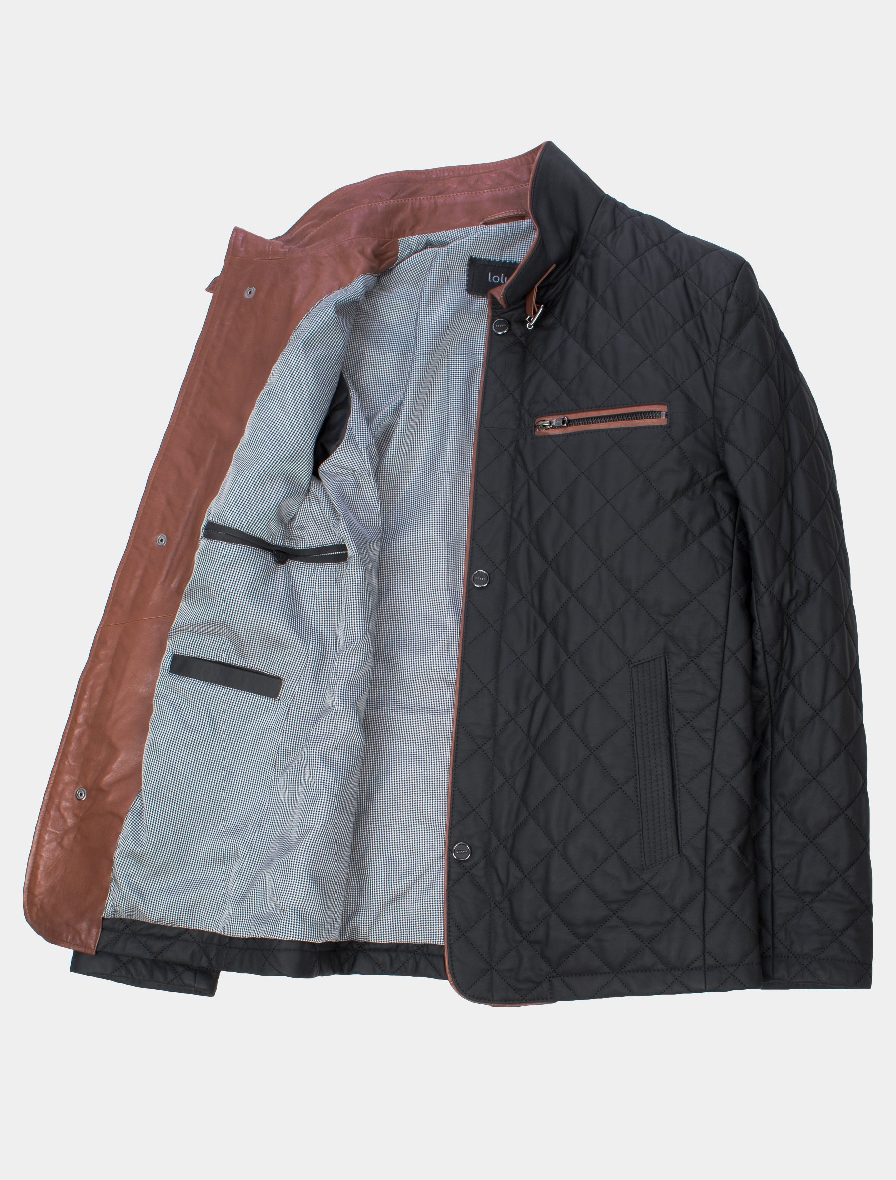 Gesteppte Herren Lederjacke Steppjacke aus Lamm Leder - Leno in schwarz braun