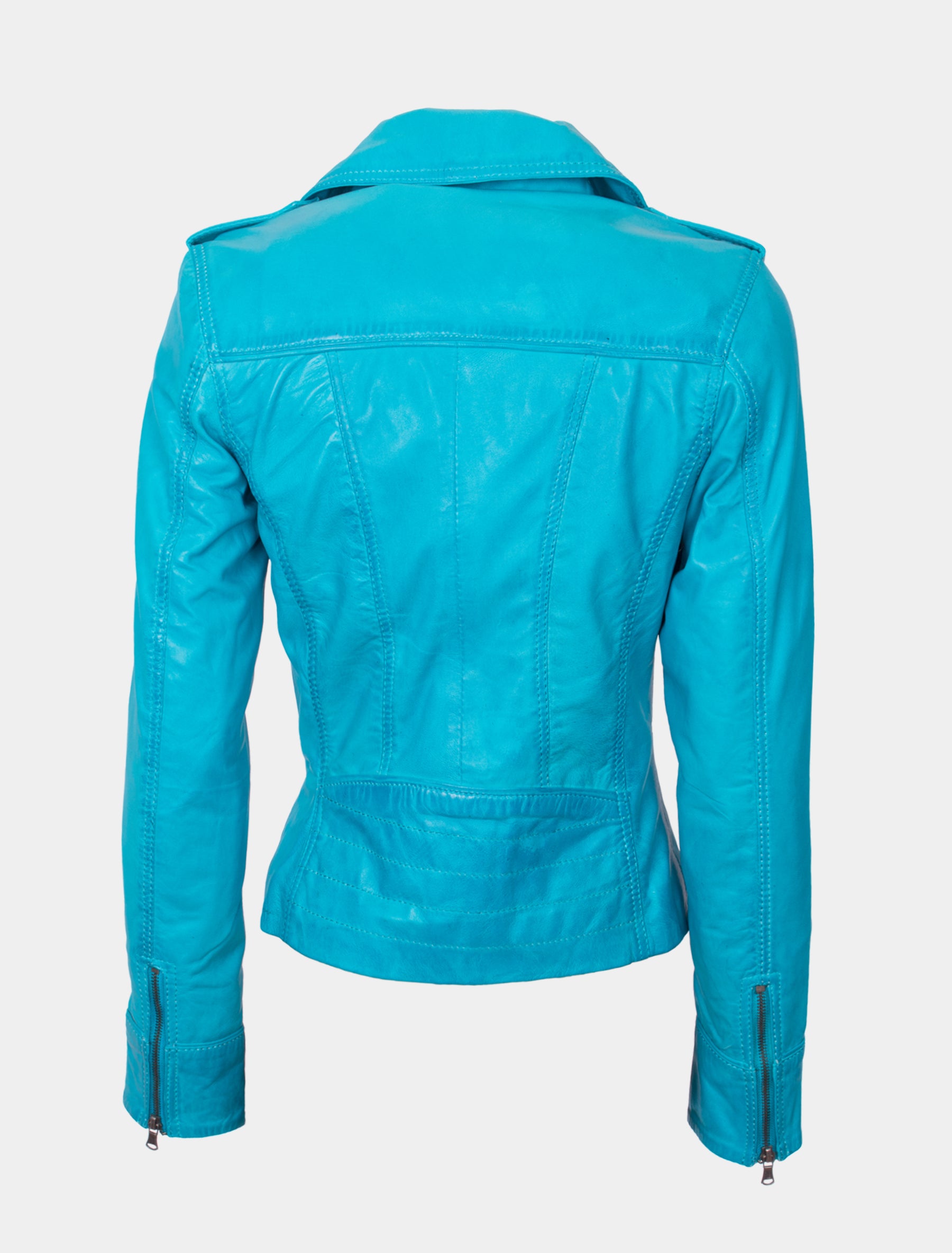 Damen Biker Lederjacke mit Reverskragen - Mariah in fabulous blue