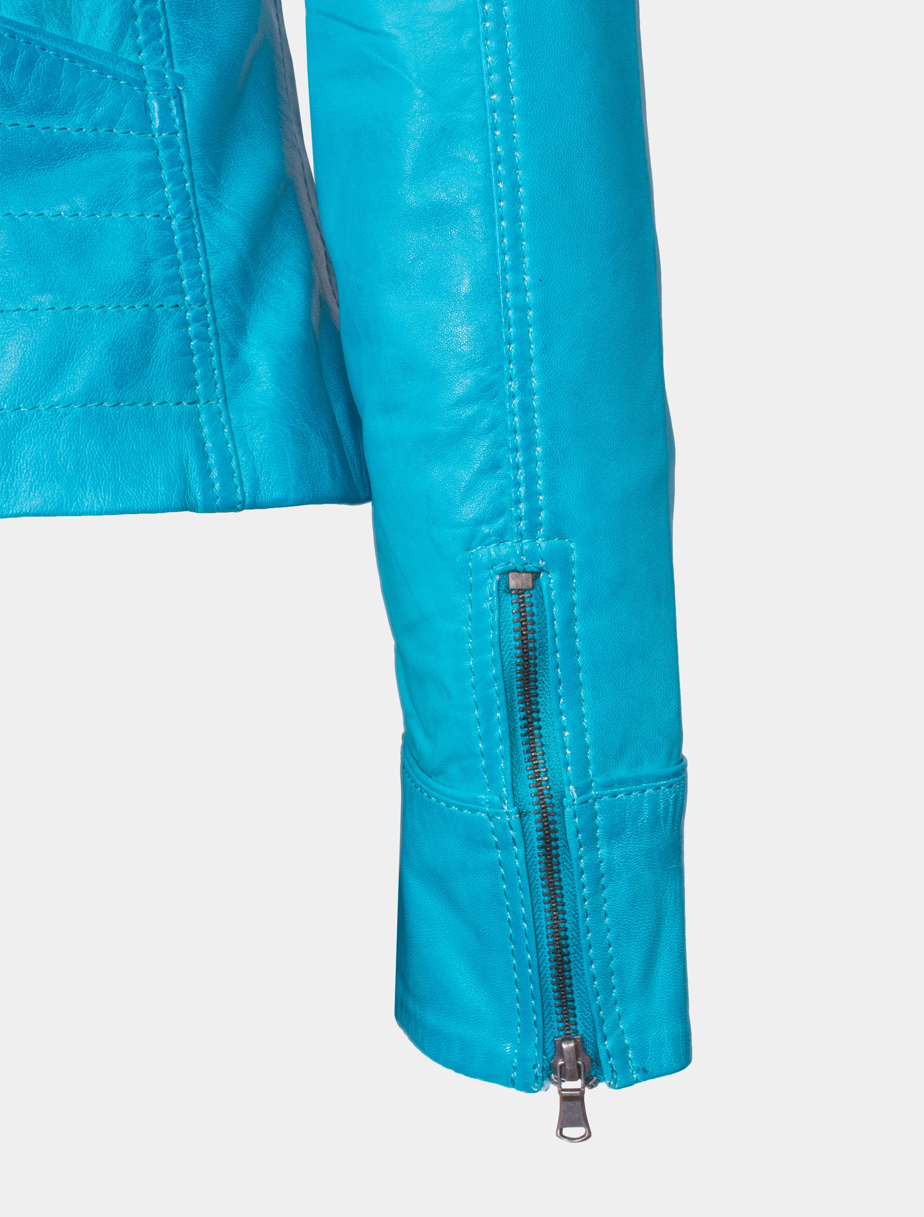 Damen Biker Lederjacke mit Reverskragen - Mariah in fabulous blue
