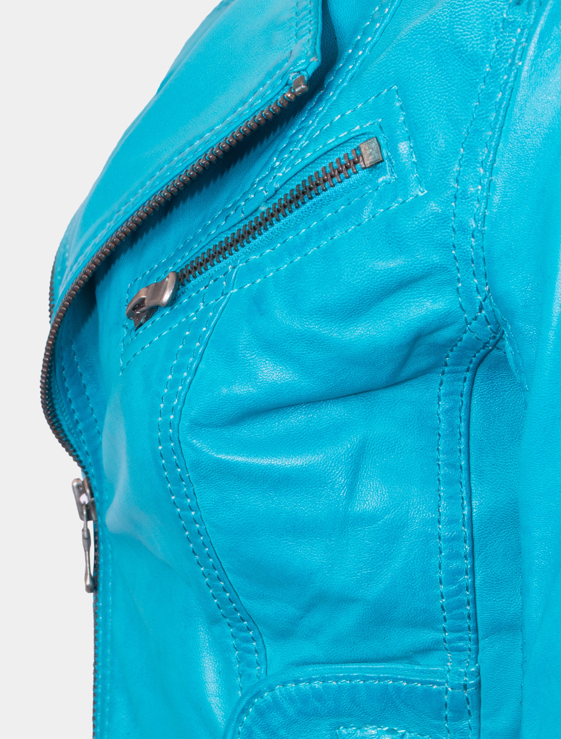 Damen Biker Lederjacke mit Reverskragen - Mariah in fabulous blue