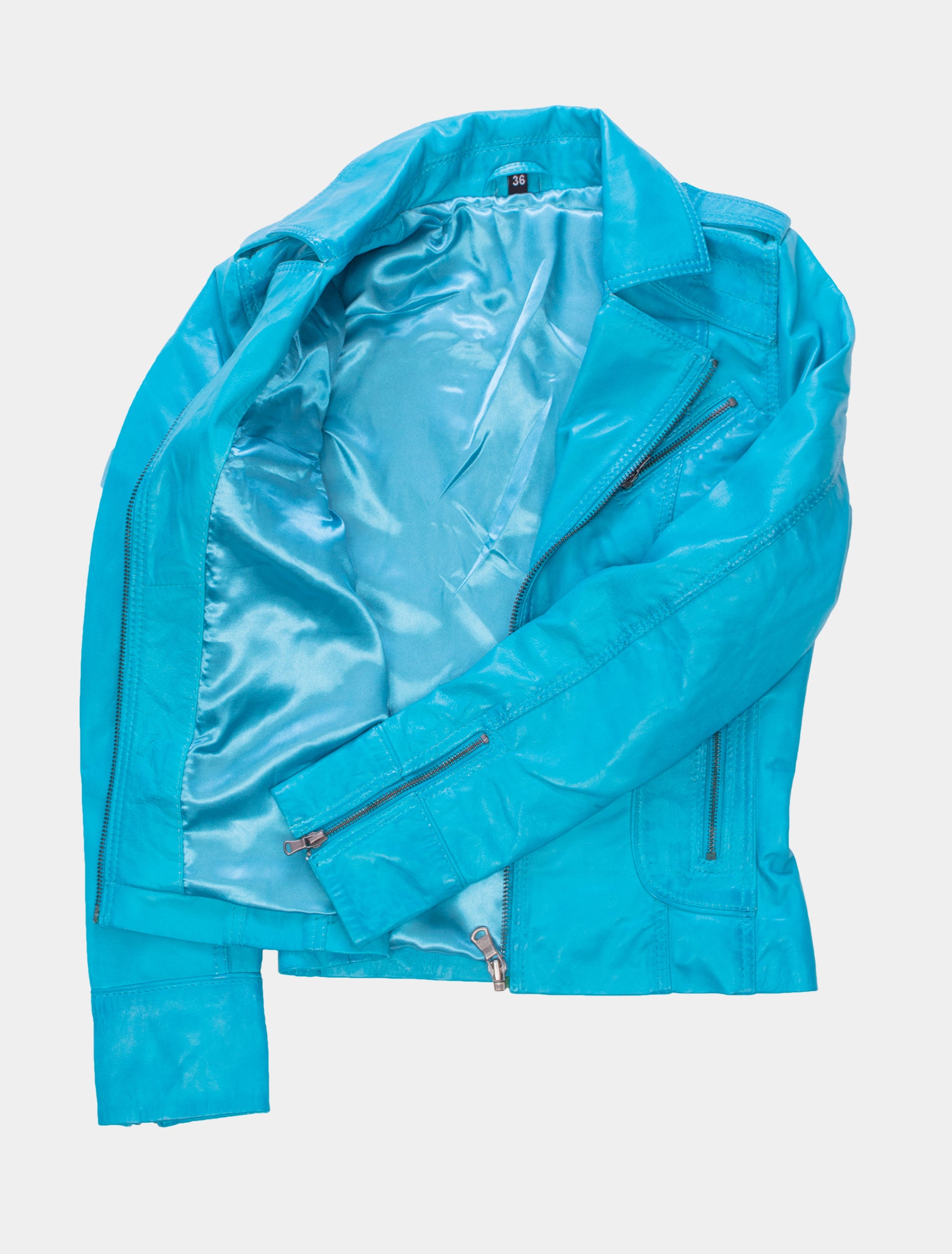 Damen Biker Lederjacke mit Reverskragen - Mariah in fabulous blue