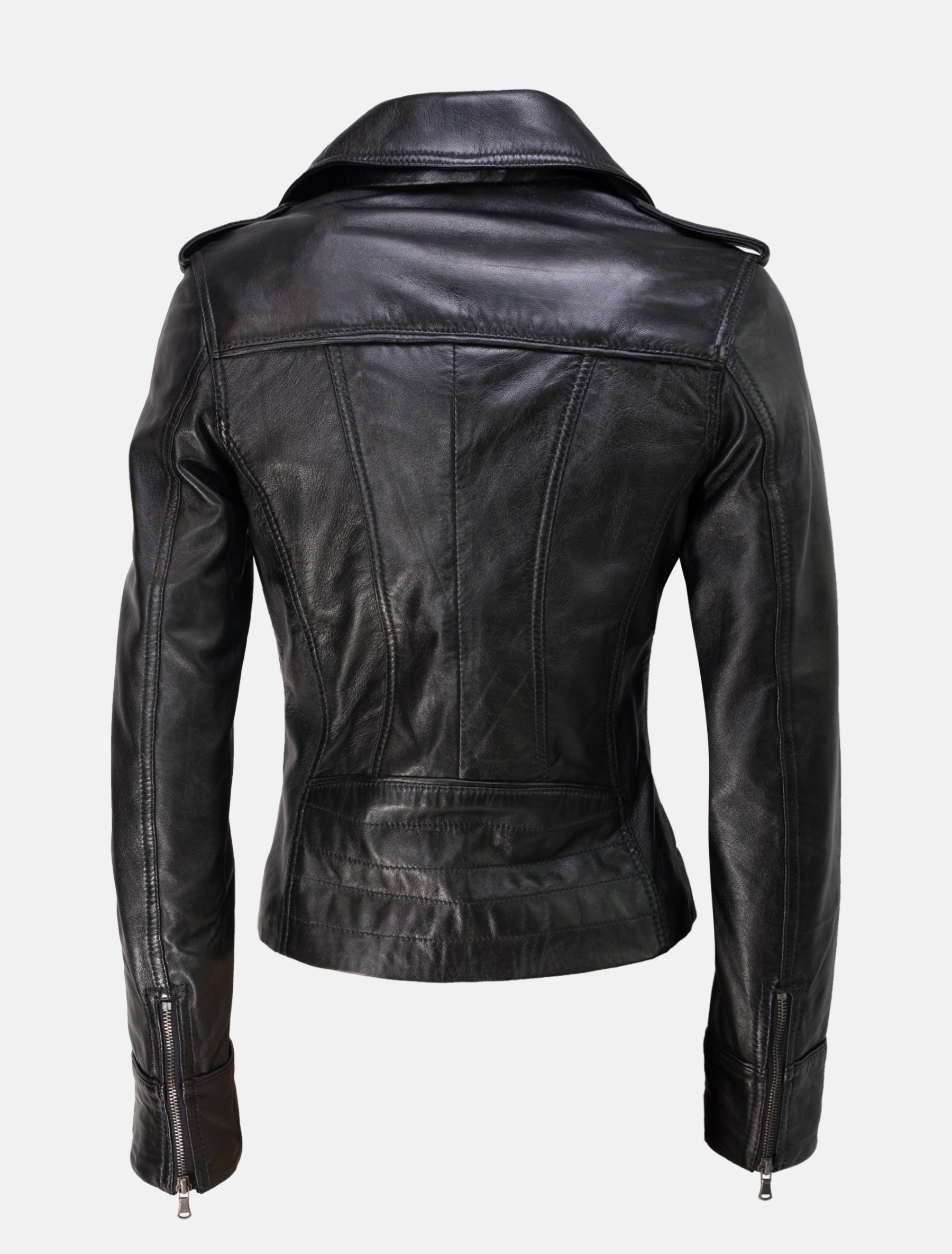 Damen Biker Lederjacke mit Reverskragen - Mariah in schwarz