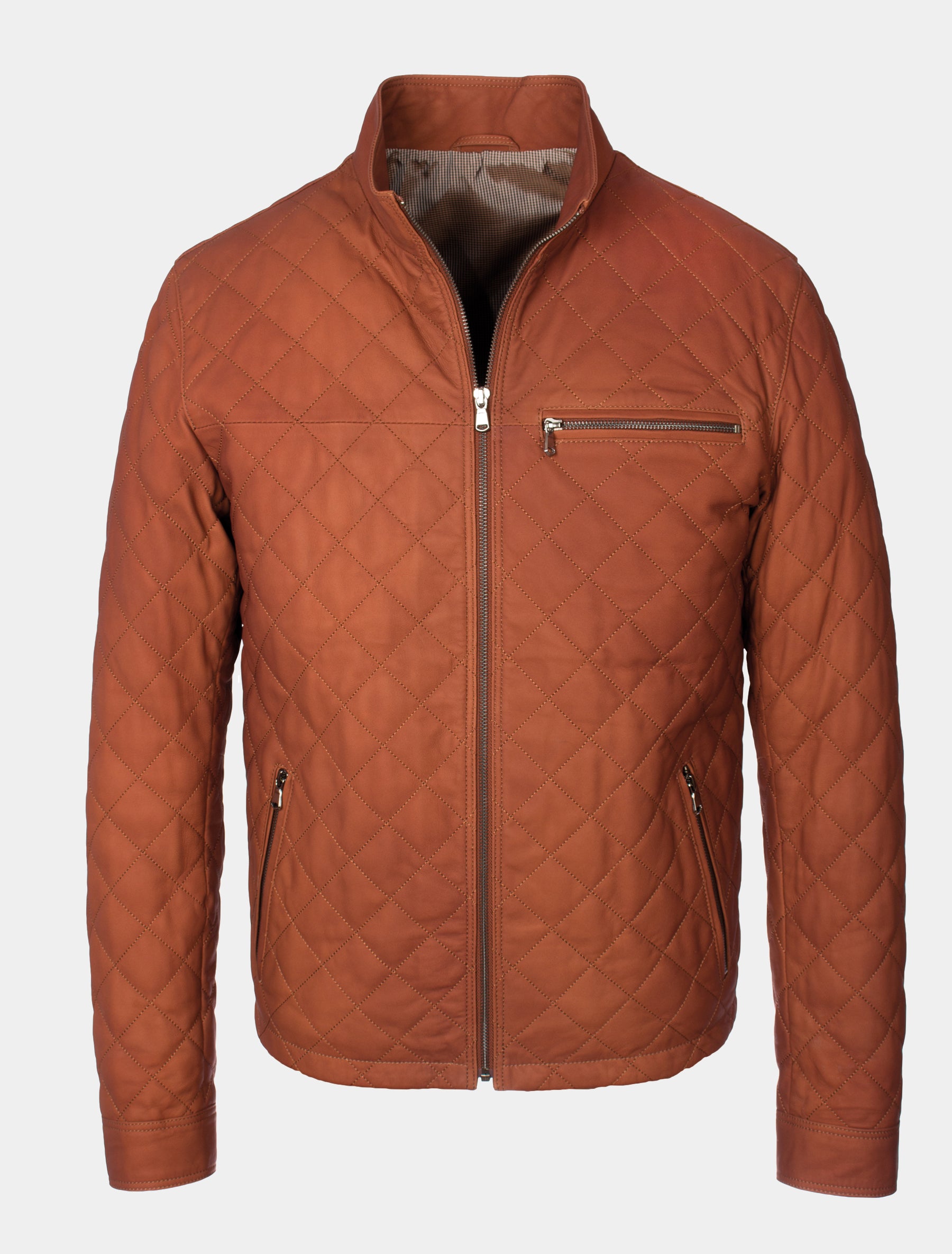 Steppjacke aus Lamm Leder für Herren - Lolus Tale 2 in cognac