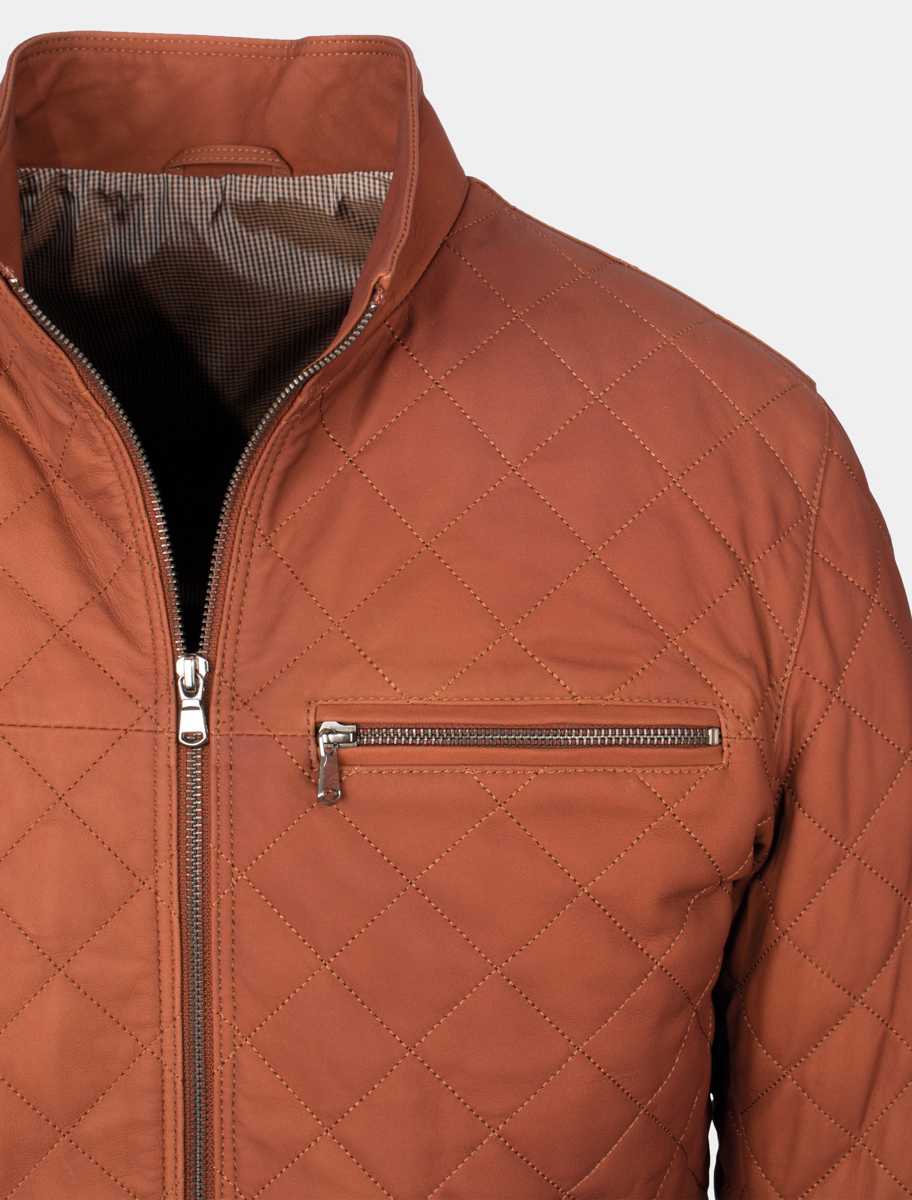 Steppjacke aus Lamm Leder für Herren - Lolus Tale 2 in cognac