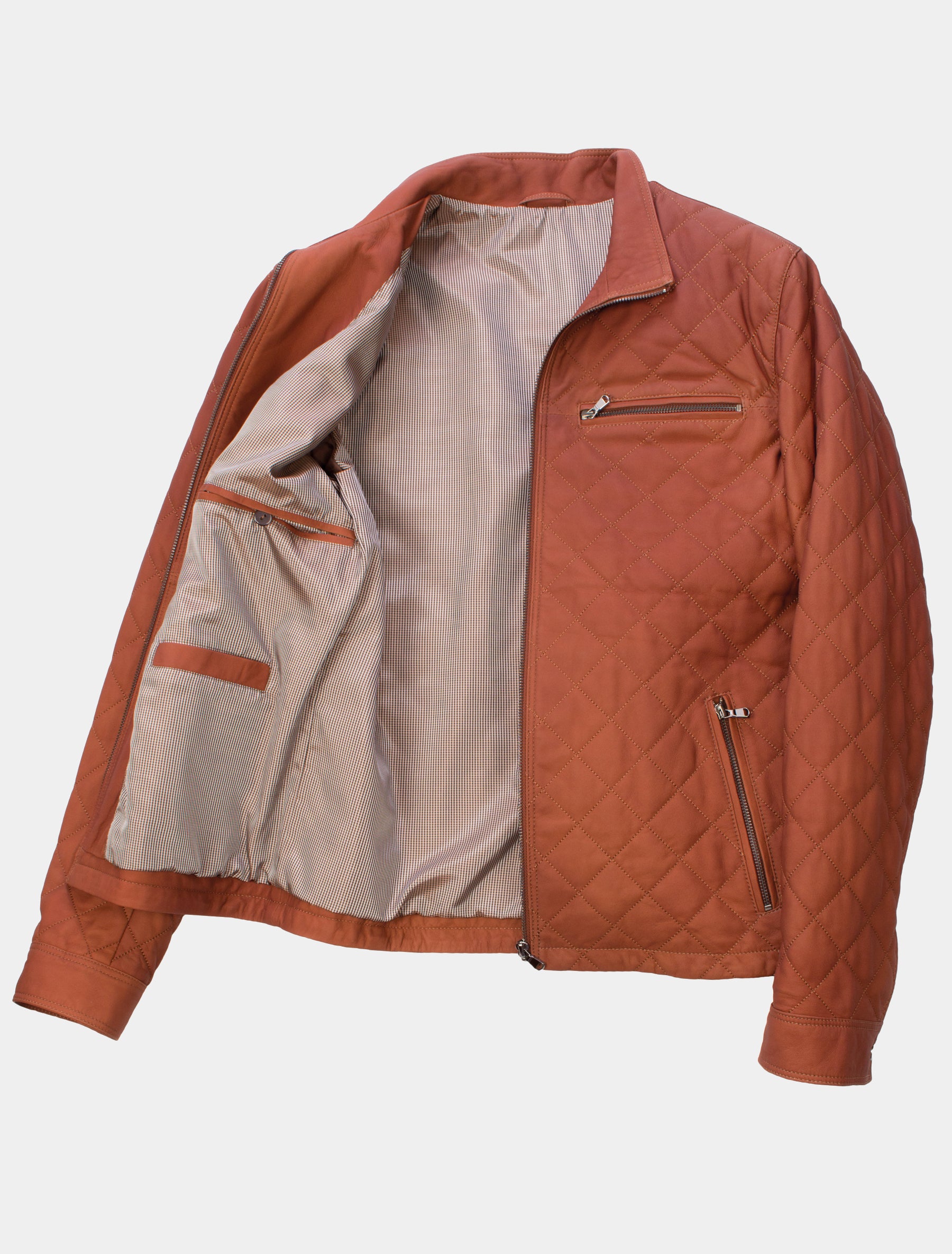 Steppjacke aus Lamm Leder für Herren - Lolus Tale 2 in cognac