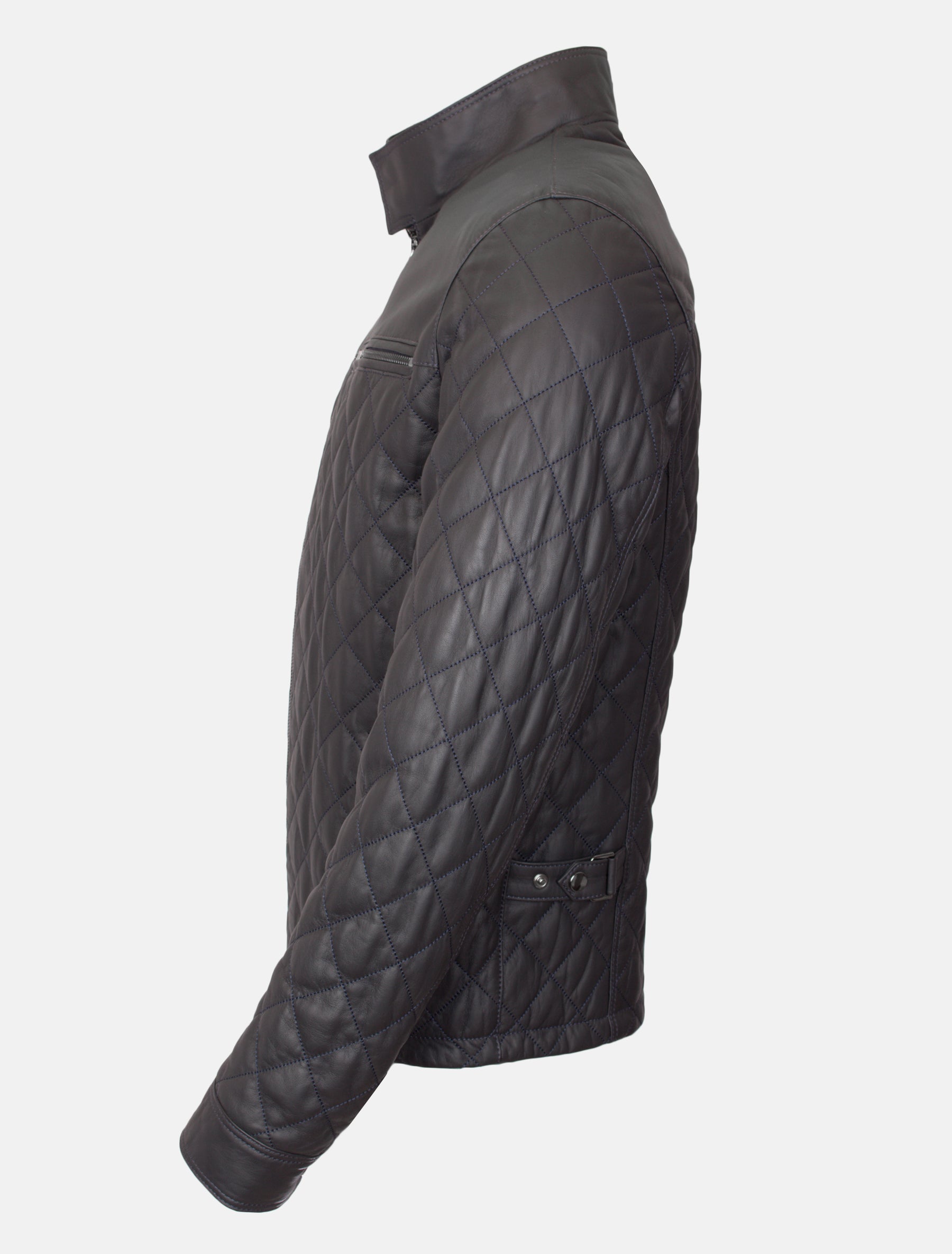 Gesteppte Herren Lederjacke Steppjacke aus Lamm Leder - Lolus Tale in dunkelblau