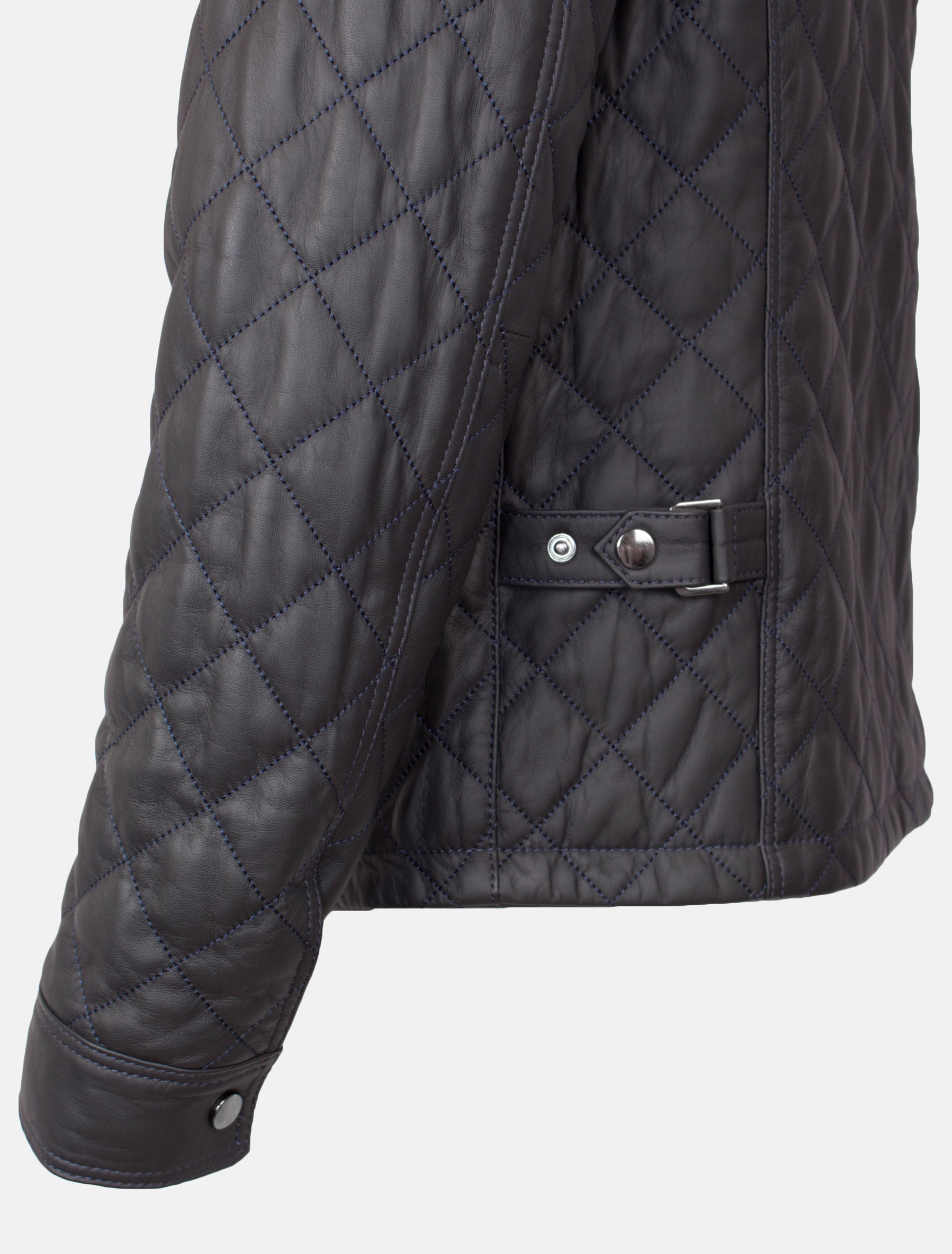 Gesteppte Herren Lederjacke Steppjacke aus Lamm Leder - Lolus Tale in dunkelblau