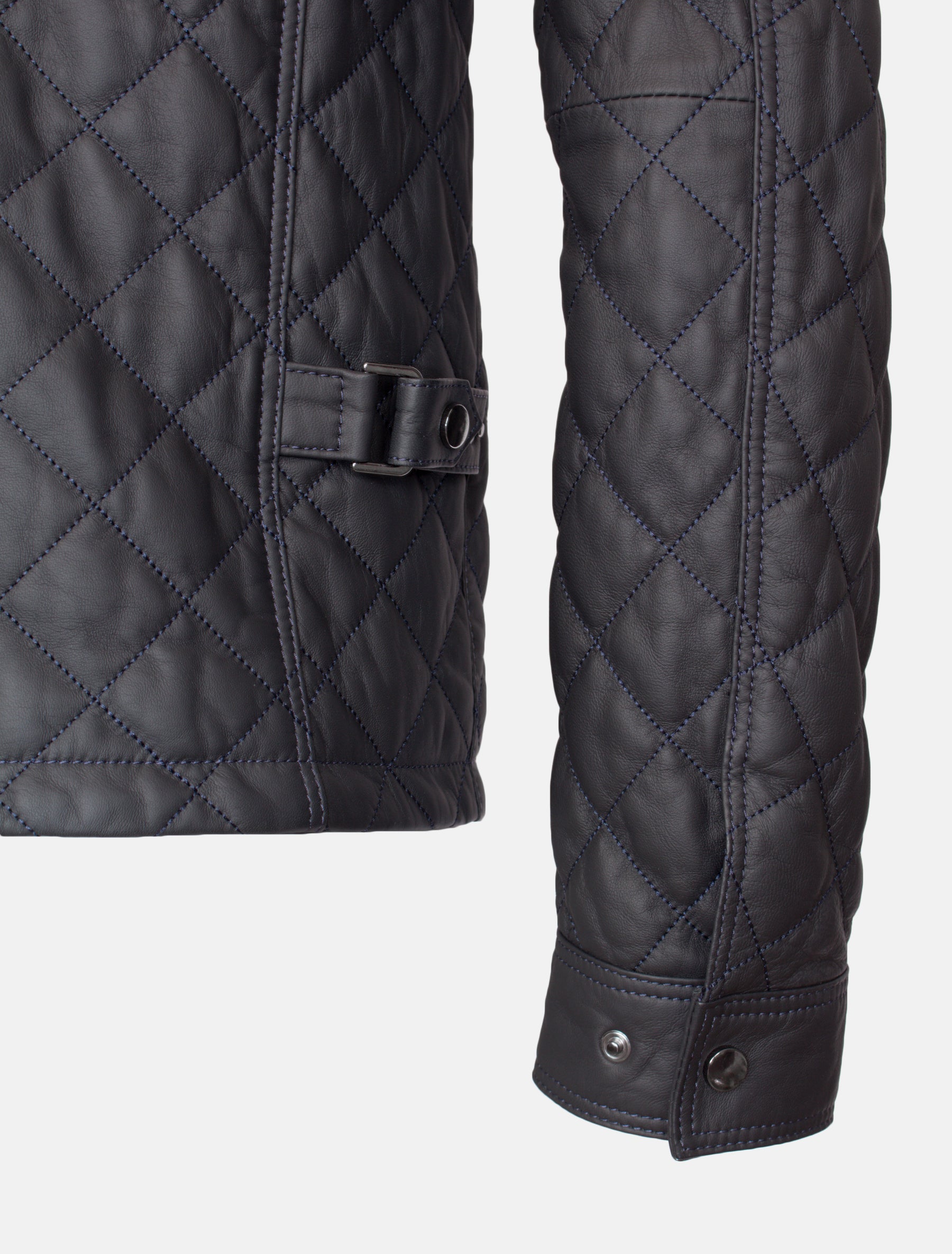 Gesteppte Herren Lederjacke Steppjacke aus Lamm Leder - Lolus Tale in dunkelblau