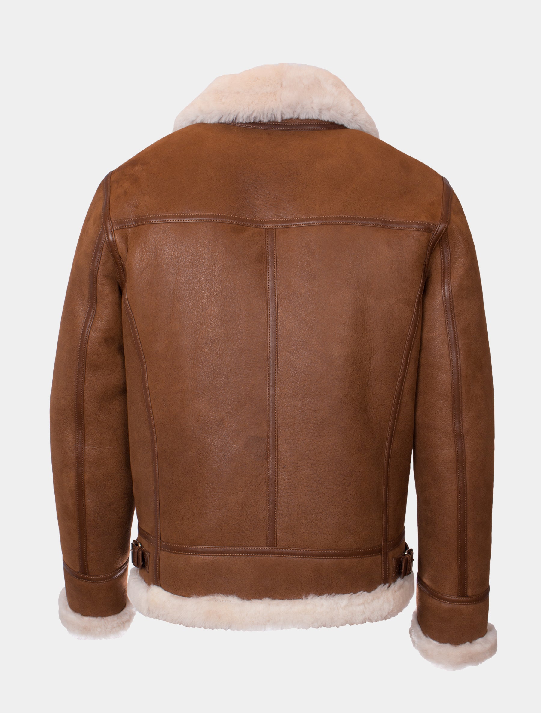 Herren Lammfelljacke mit hellem Lammfell - Vonrock in cognac