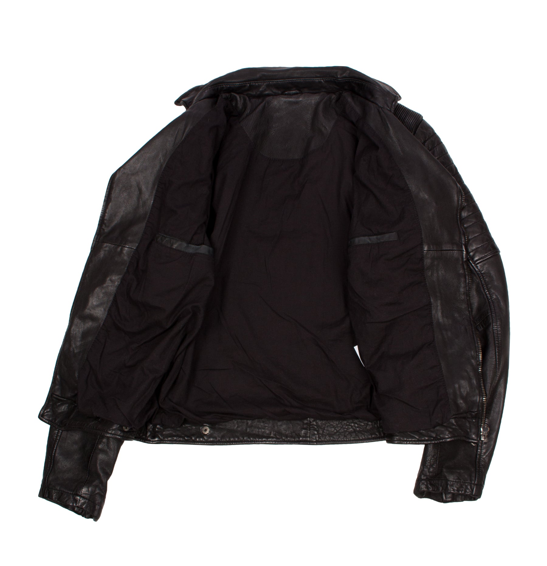 Herren Bikerjacke Lederjacke aus gewaschenem Leder von Lolus - Cozi in schwarz