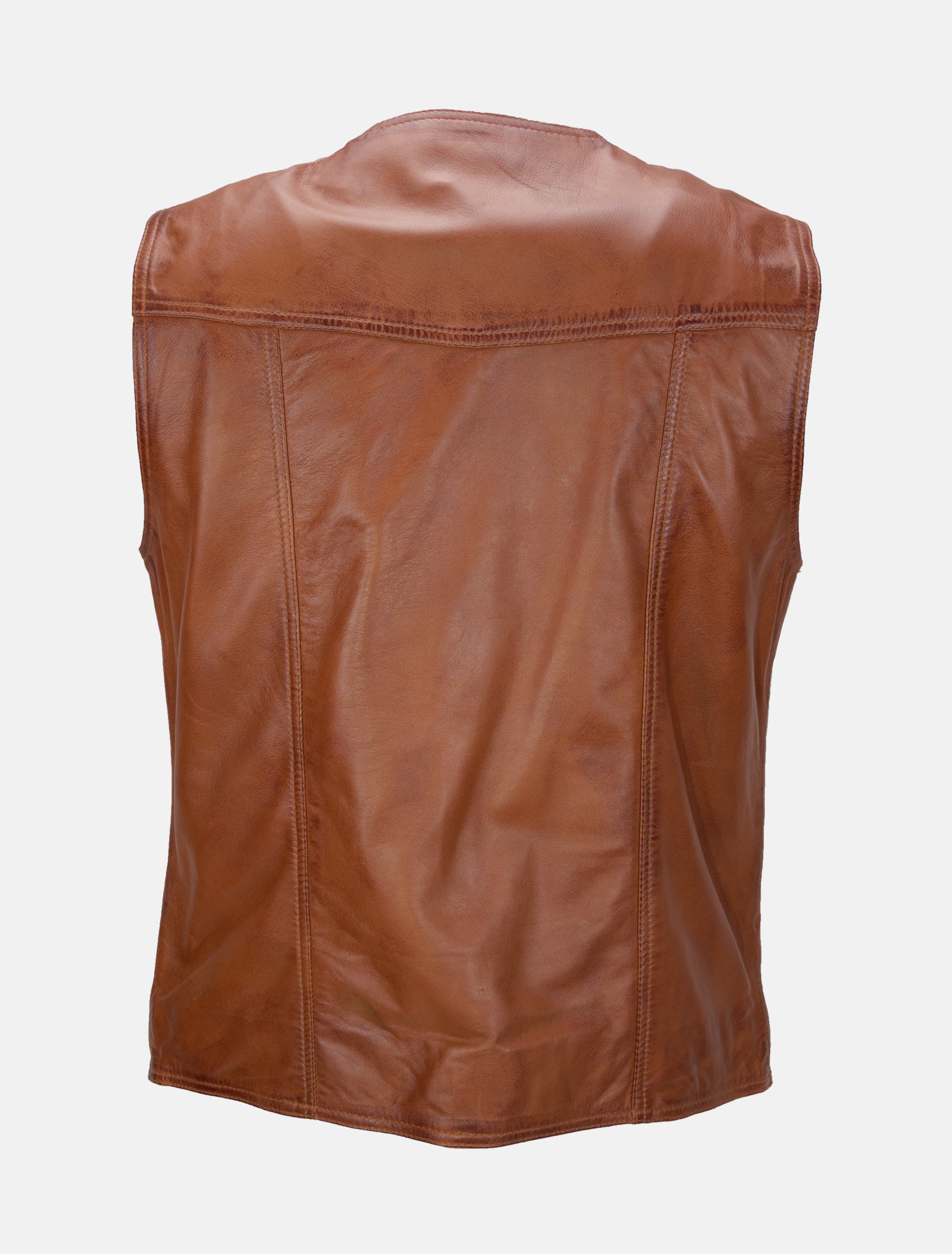 Herren Lederweste aus weichem Lammnappa Leder - Ludwig in dark cognac